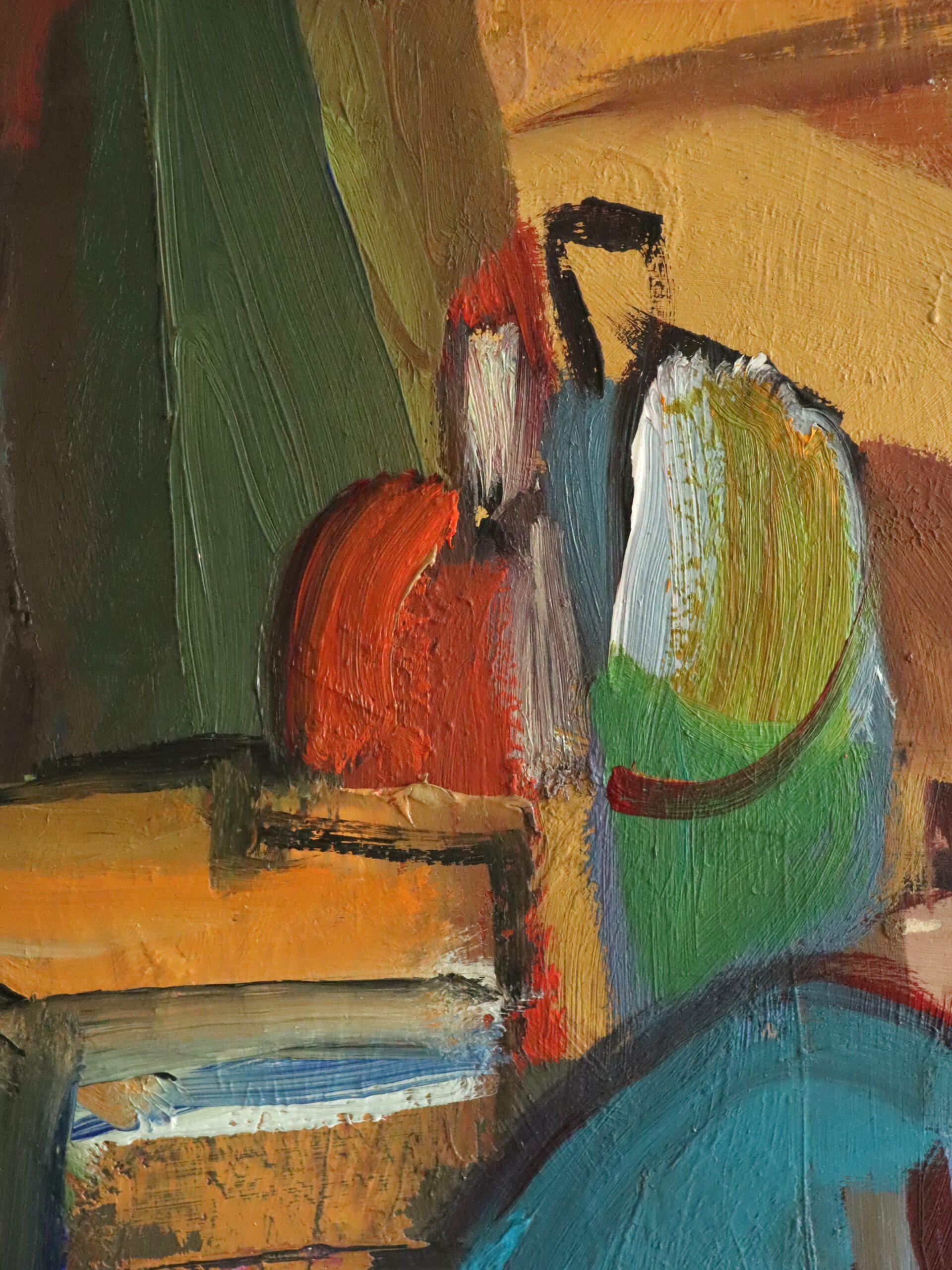 Mid Century Abstract Figurative LandscapeOil Painting - Harvest Under the Canopy For Sale 10