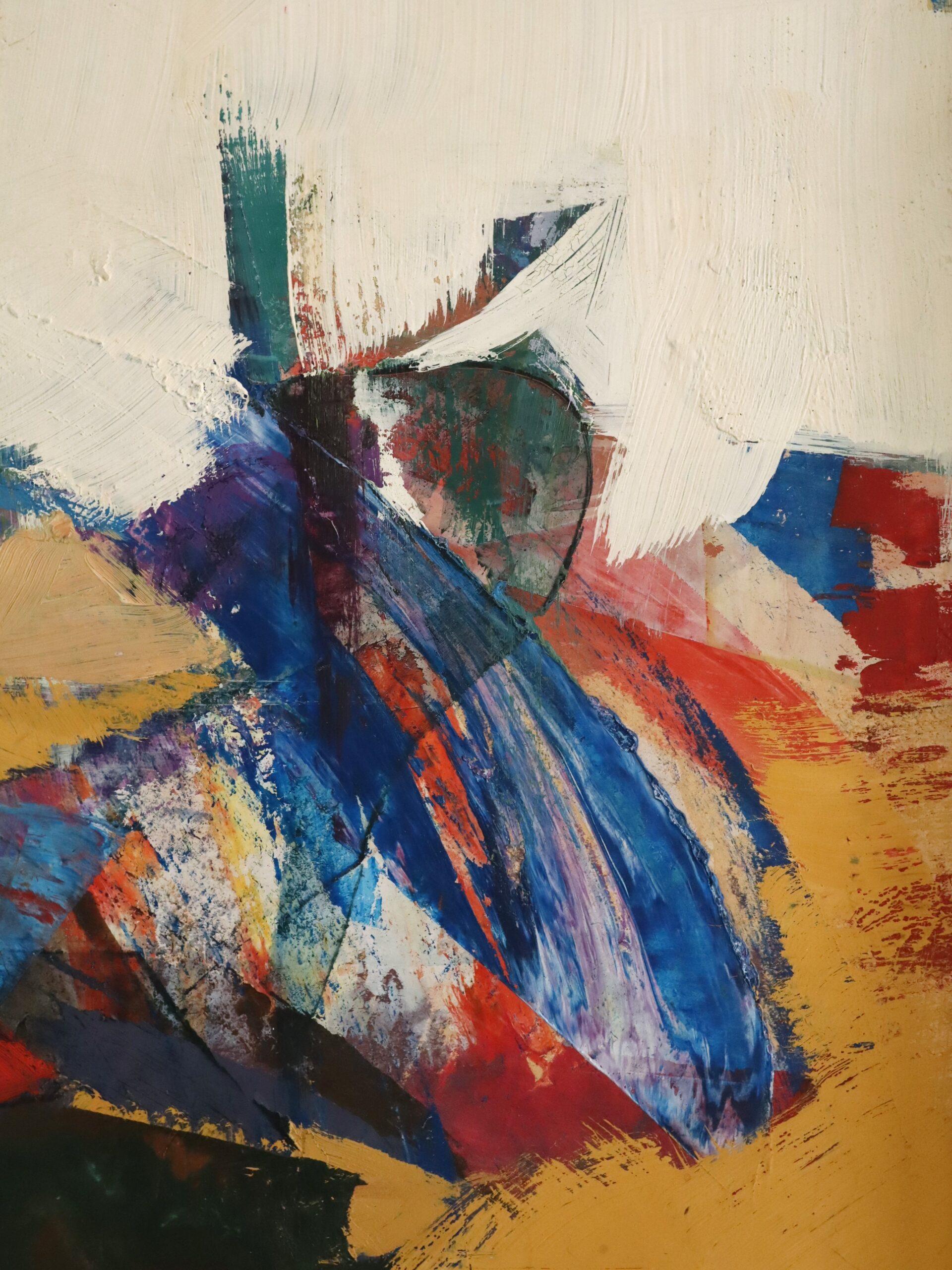 Vintage Mid Century Abstrakte Figurative Ölgemälde - Picknick unter den Kiefern im Angebot 8