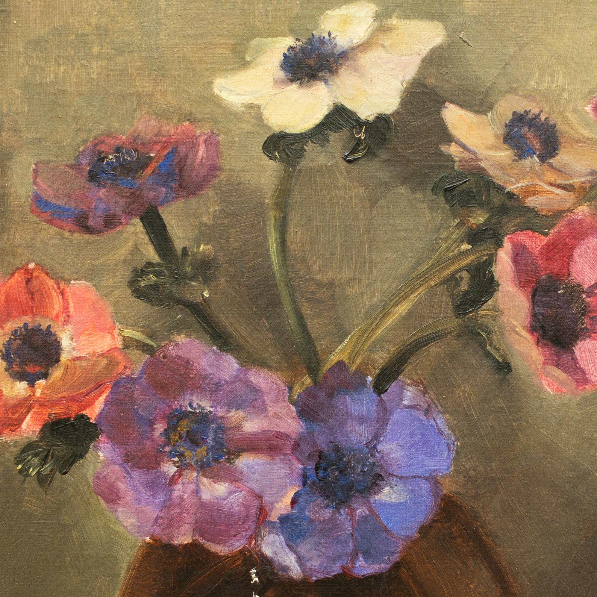 Still-life, Vase with Flowers by Brita Næss, 1930, Oil on Canvas, Swedish 3