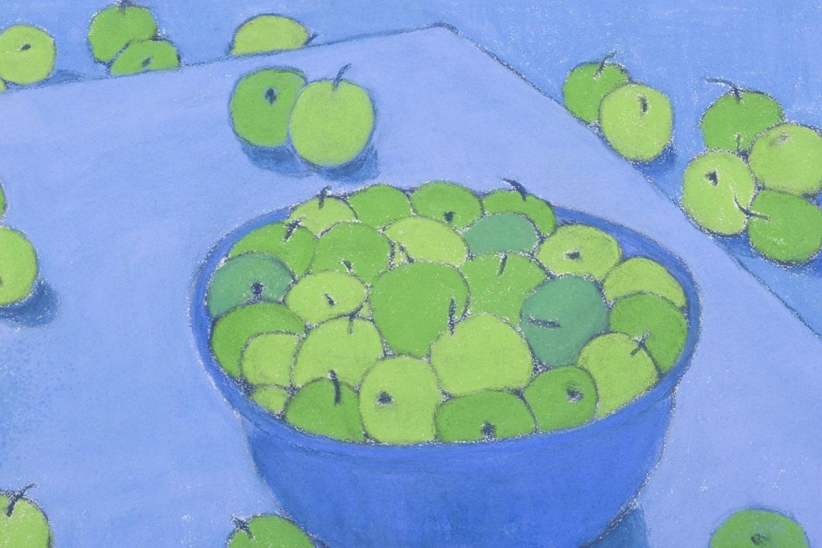 Scandinavian Modern Brita Streijffert, Swedish artist. Oil pastel on paper. Fruits on a table. For Sale