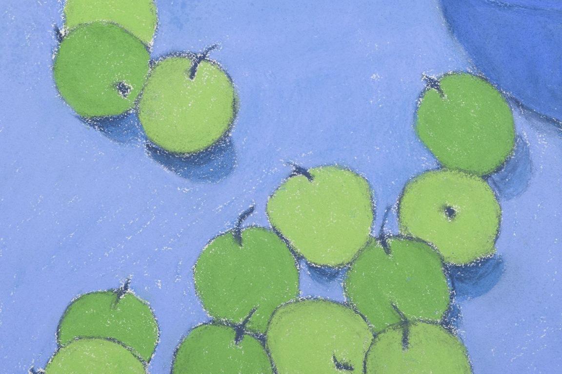 Mid-20th Century Brita Streijffert, Swedish artist. Oil pastel on paper. Fruits on a table. For Sale