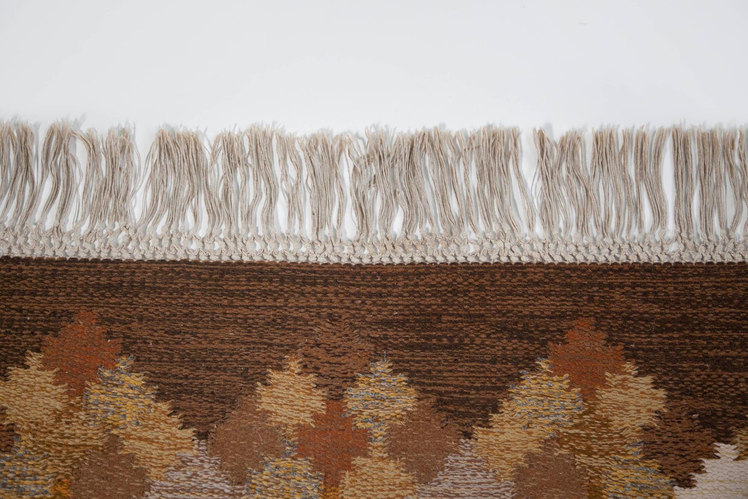 Brita Svefors Brown and Tan Flat-Weave Rug 