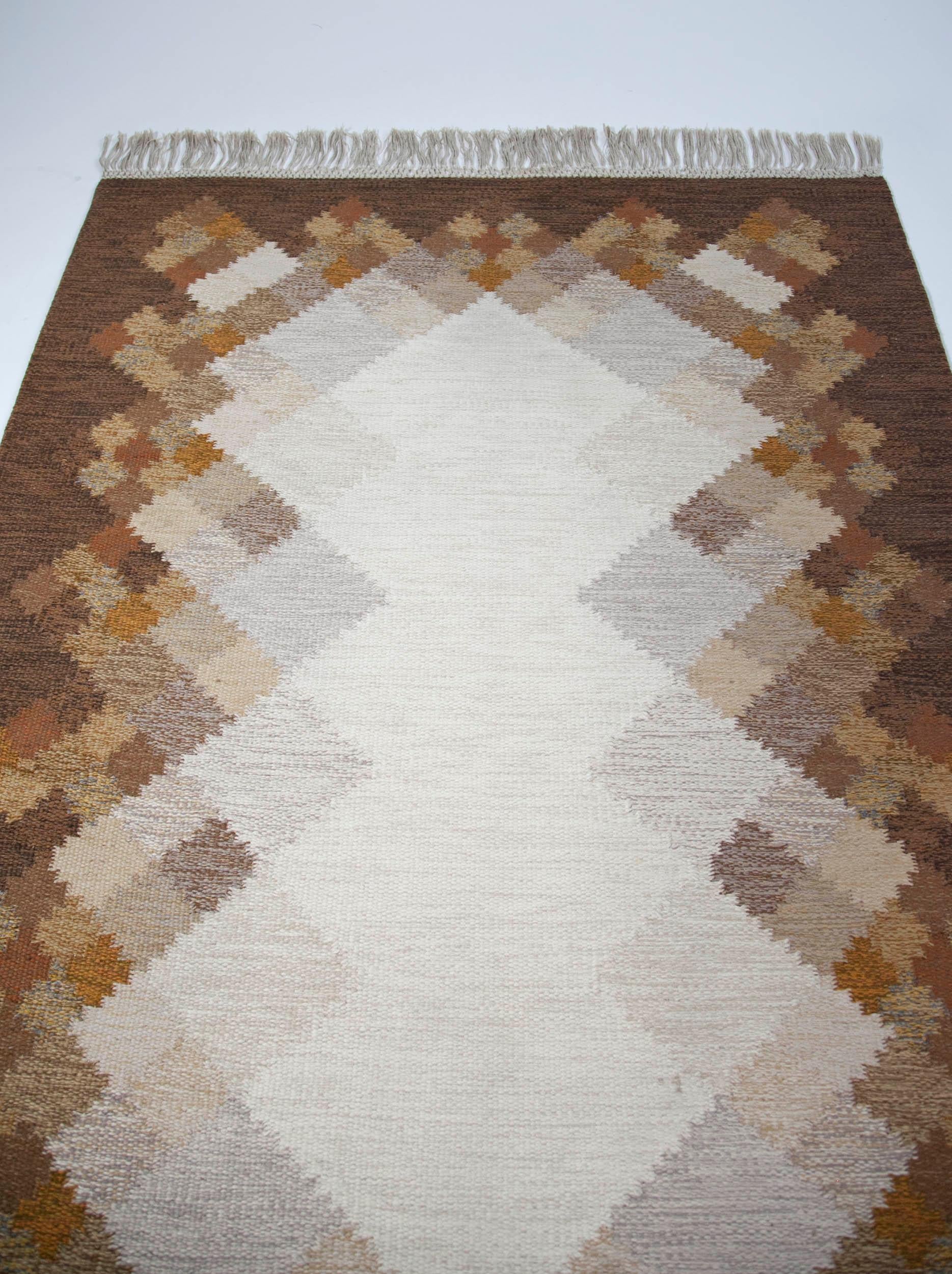 Brita Svefors Brown and Tan Flat-Weave Rug 