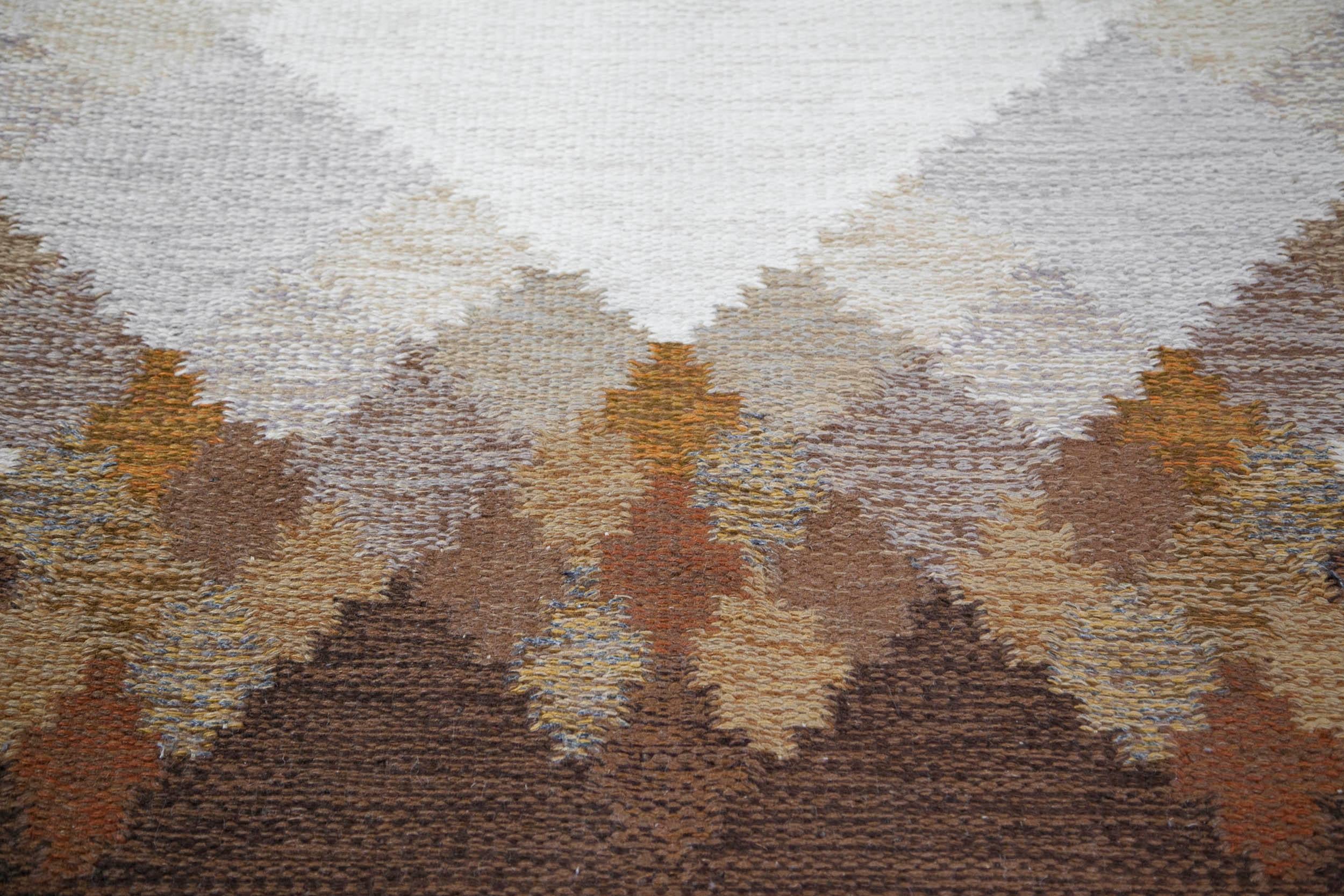 Brita Svefors Brown and Tan Flat-Weave Rug 