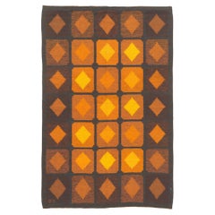 Brita Svefors Vintage Swedish Scandinavian Röllakan Rug, 05'02 x 07'10