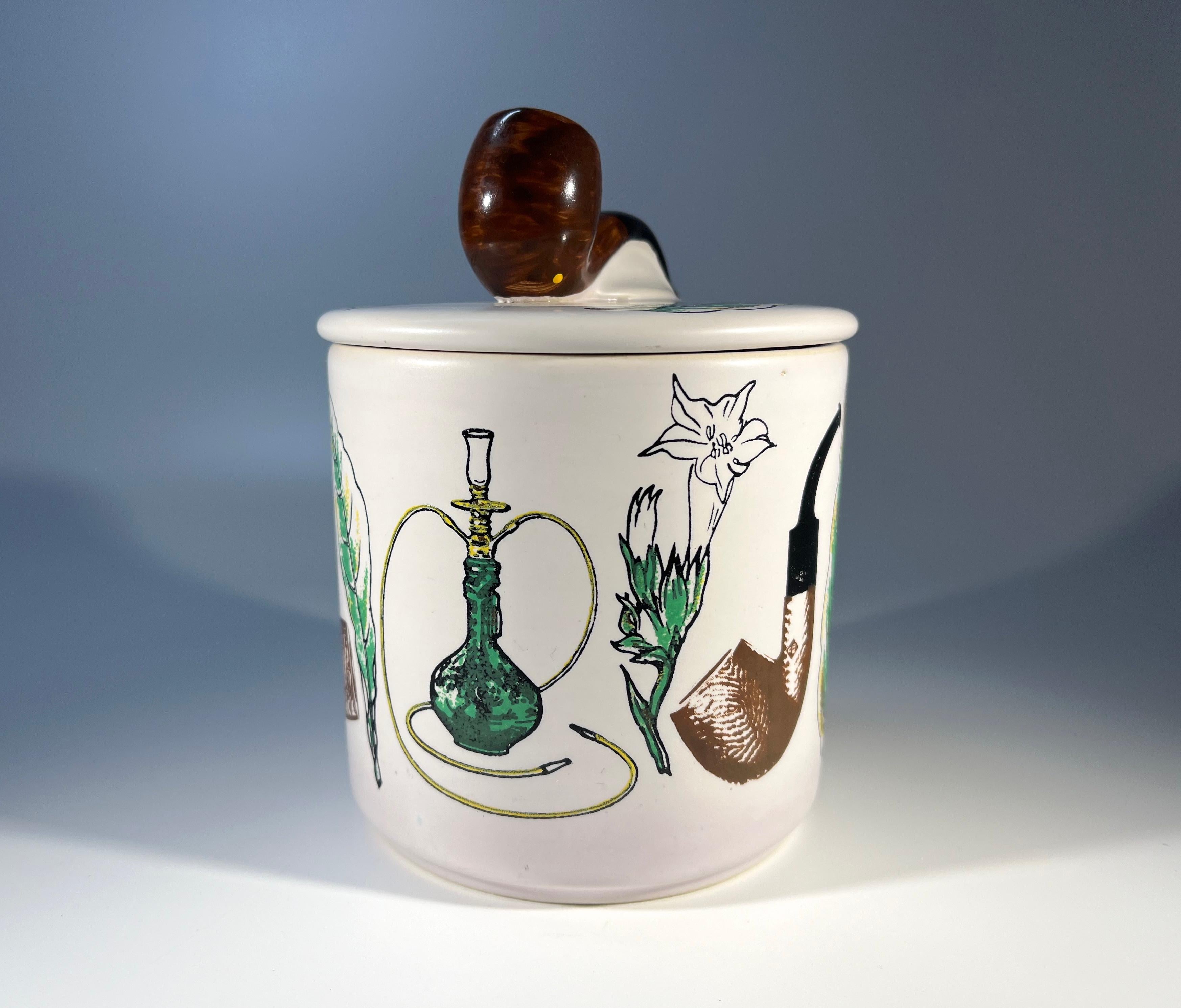 Mid-Century Modern Britain's Best Briar - BBB,  Danish Pipe Mid-Century Ceramic Humidor Tobacco Jar For Sale