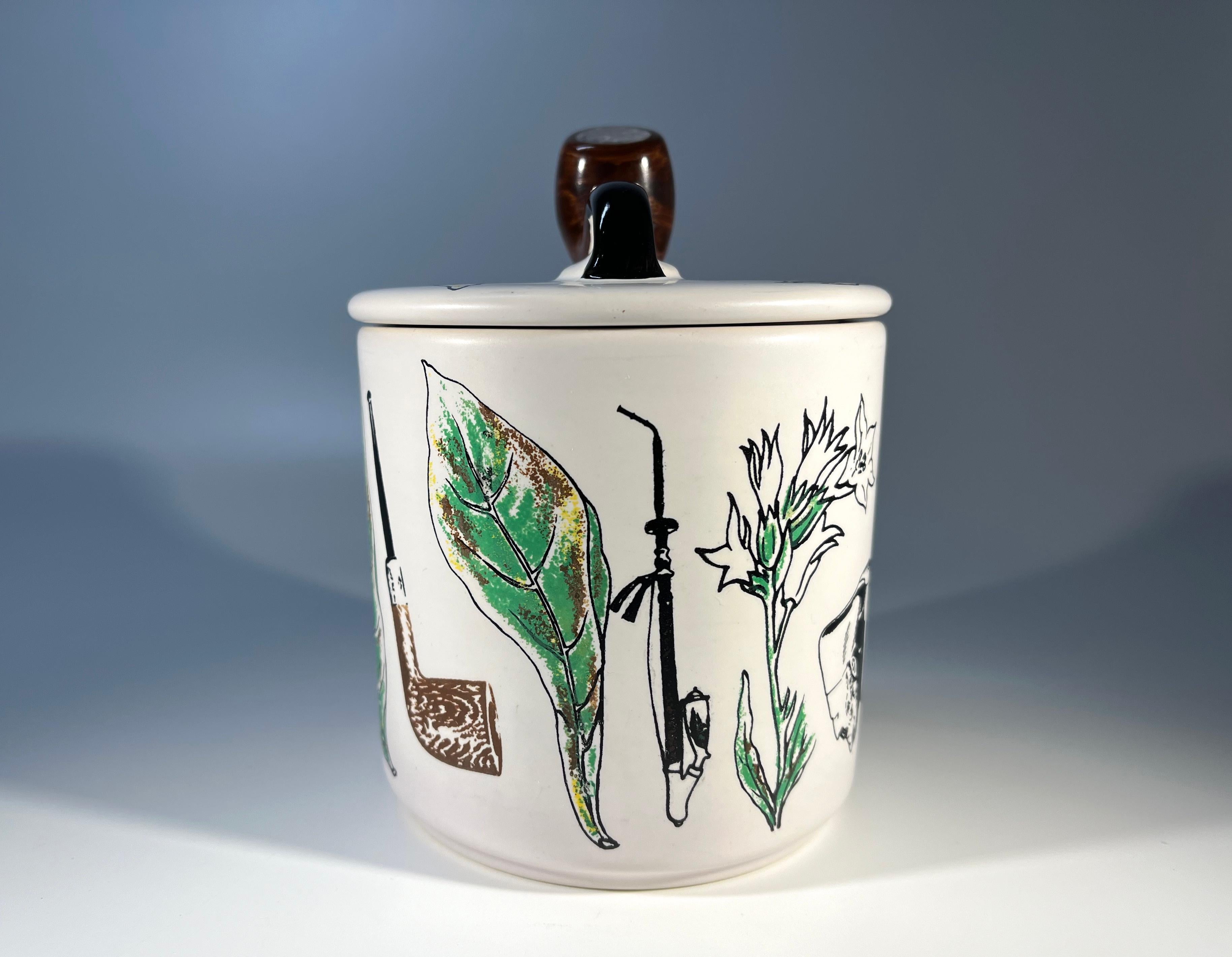 Glazed Britain's Best Briar - BBB,  Danish Pipe Mid-Century Ceramic Humidor Tobacco Jar For Sale