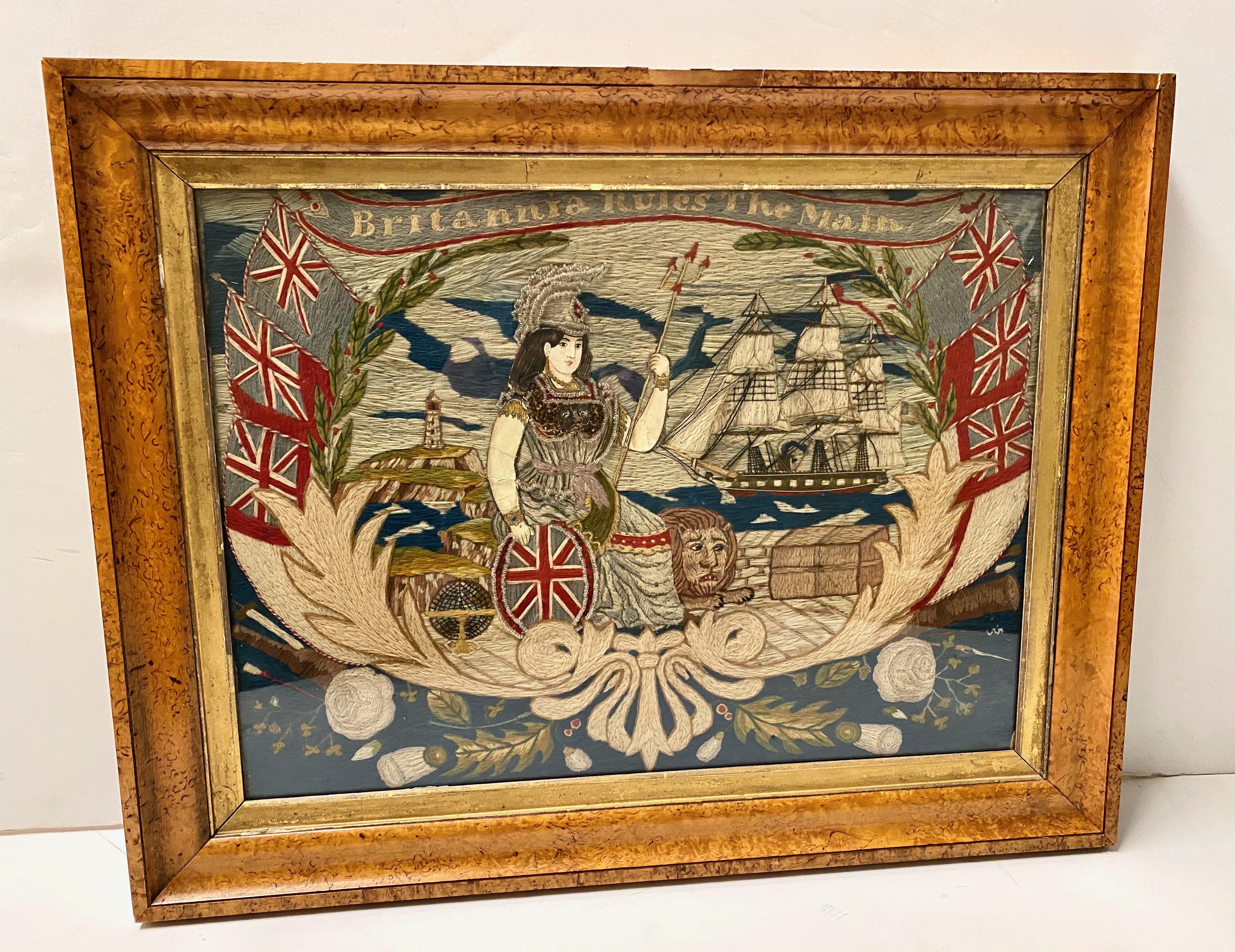 This an exceptional example of a British Sailors' woolwork entitled 