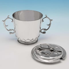 Arts & Crafts Period Britannia Standard Silver Porringer by Tessier in 1911