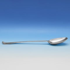 George I Antique Britannia Standard Silver Basting Spoon in Rattail Pattern 1718