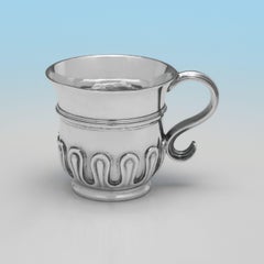 Britannia standard silver set of Victorian whiskey tot cups made in 1877