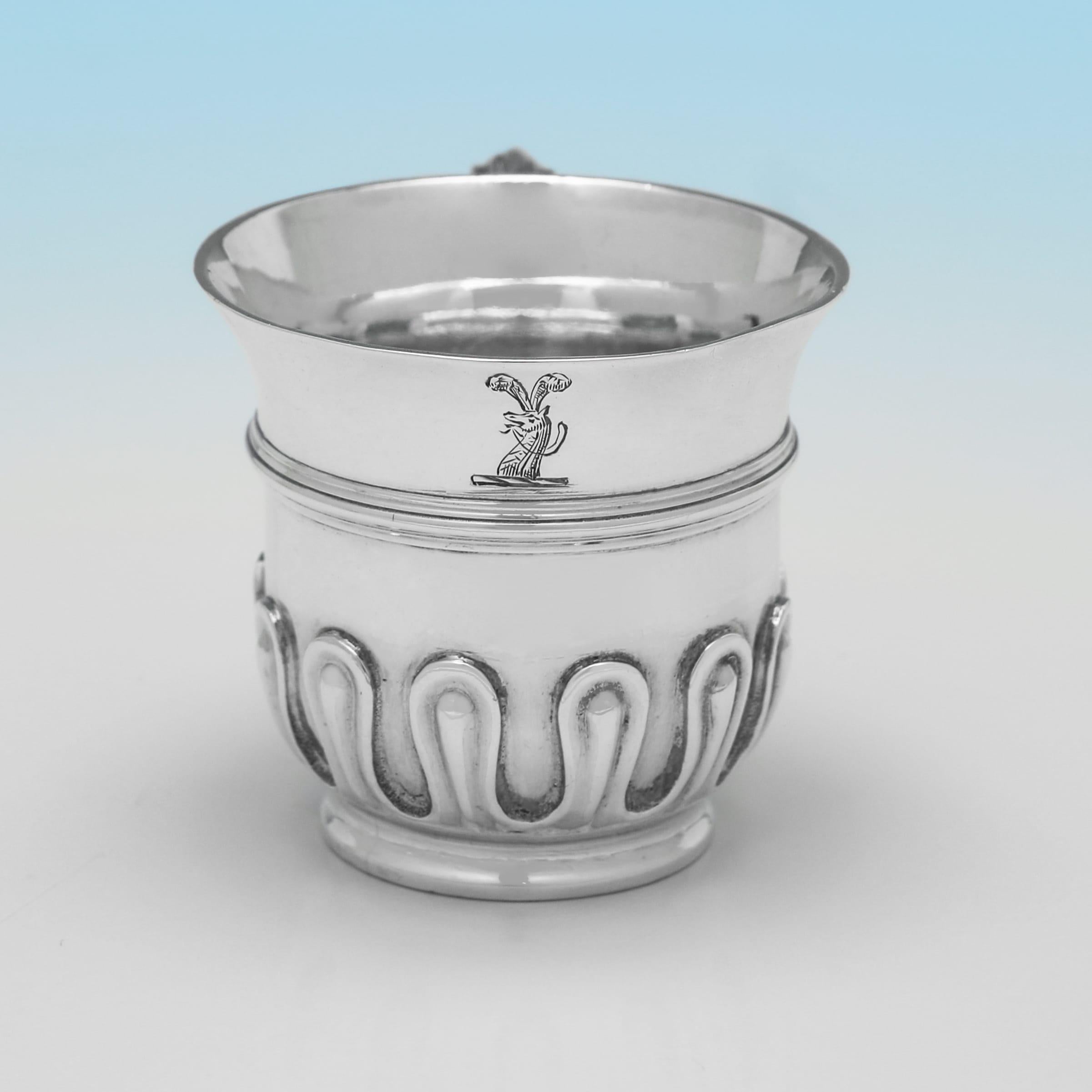 Vittoriano Set di bicchieri da whisky vittoriani in argento Britannia standard, realizzati nel 1877 in vendita