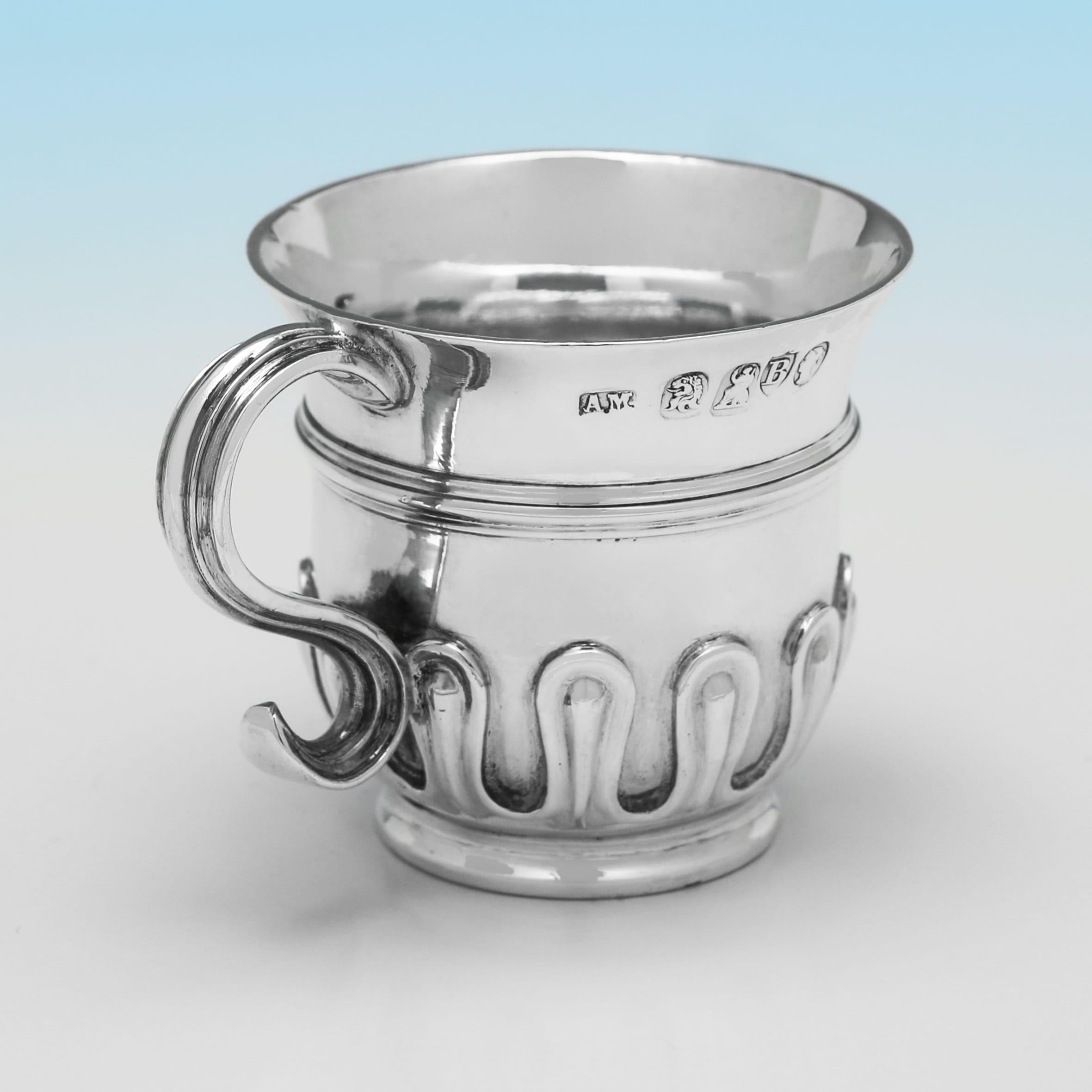 Inglese Set di bicchieri da whisky vittoriani in argento Britannia standard, realizzati nel 1877 in vendita