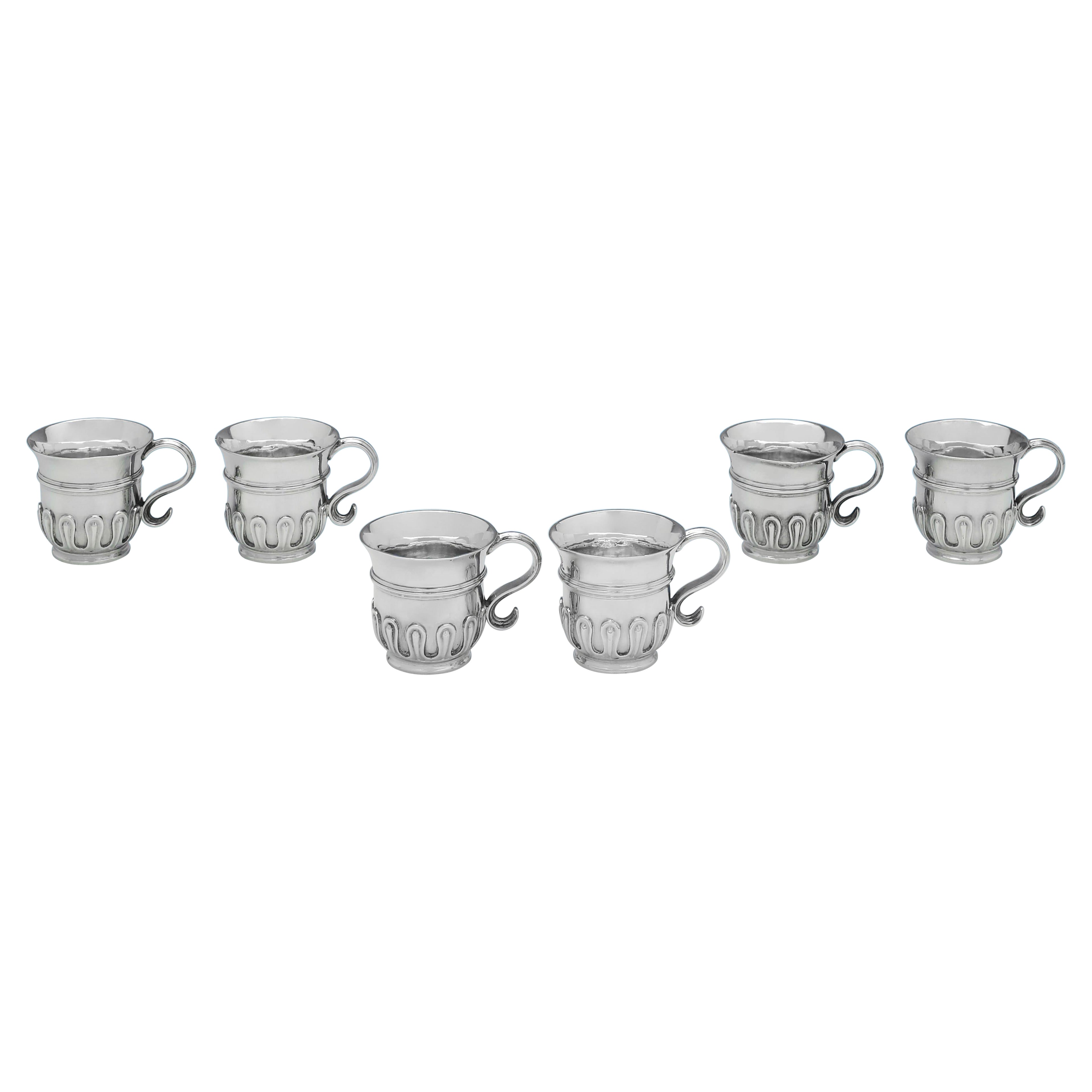 Set di bicchieri da whisky vittoriani in argento Britannia standard, realizzati nel 1877