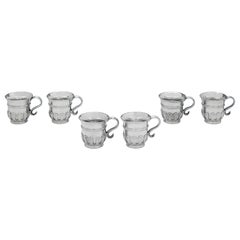 Ensemble de tasses à whisky victoriennes en argent standard Britannia, fabriquées en 1877