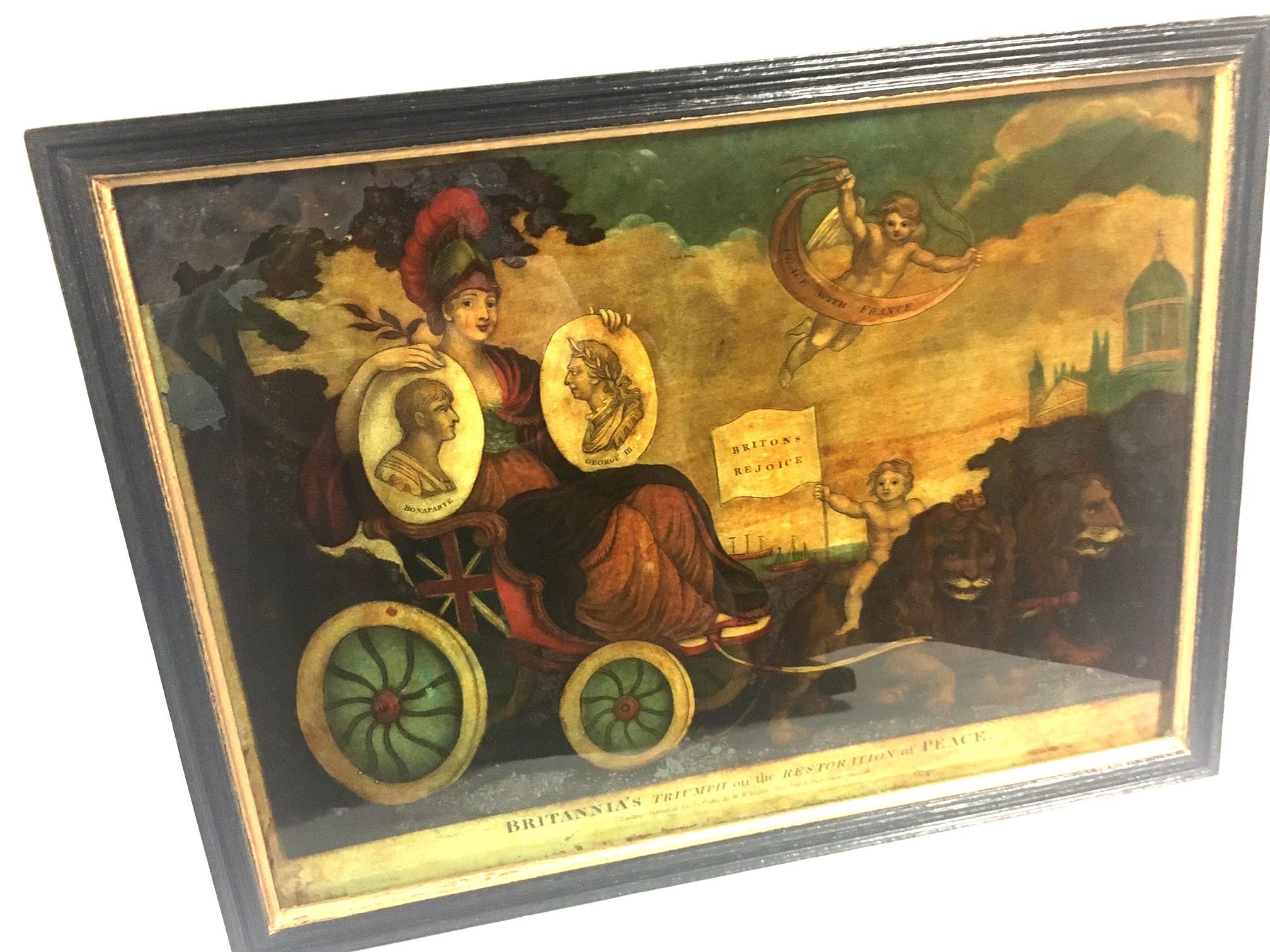 Britannia's Triumph Regency Periode Eglomise Mezzotints 4er-Set von Walker&Hinton (Glas) im Angebot