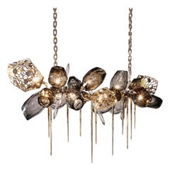 Britannica Chandelier 'Horizontal':  Murano Glass and Bronze Chandelier