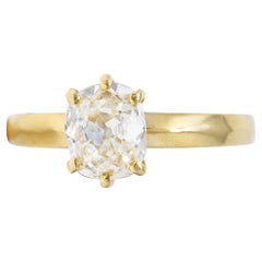 Vintage British 0.87 Carat Old Mine Diamond 14 Karat Gold Solitaire Engagement Ring