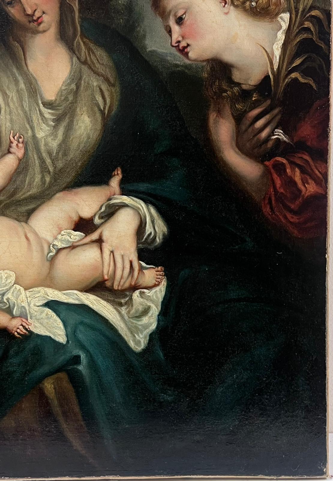 Fine 18th Century British Oil Painting Mother & Infant Child in Adoration For Sale 2