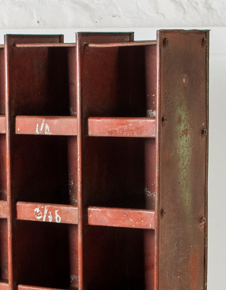 20th Century British 1920s Metal Industrial Pigeon Hole Storage Unit CD Storage For Sale