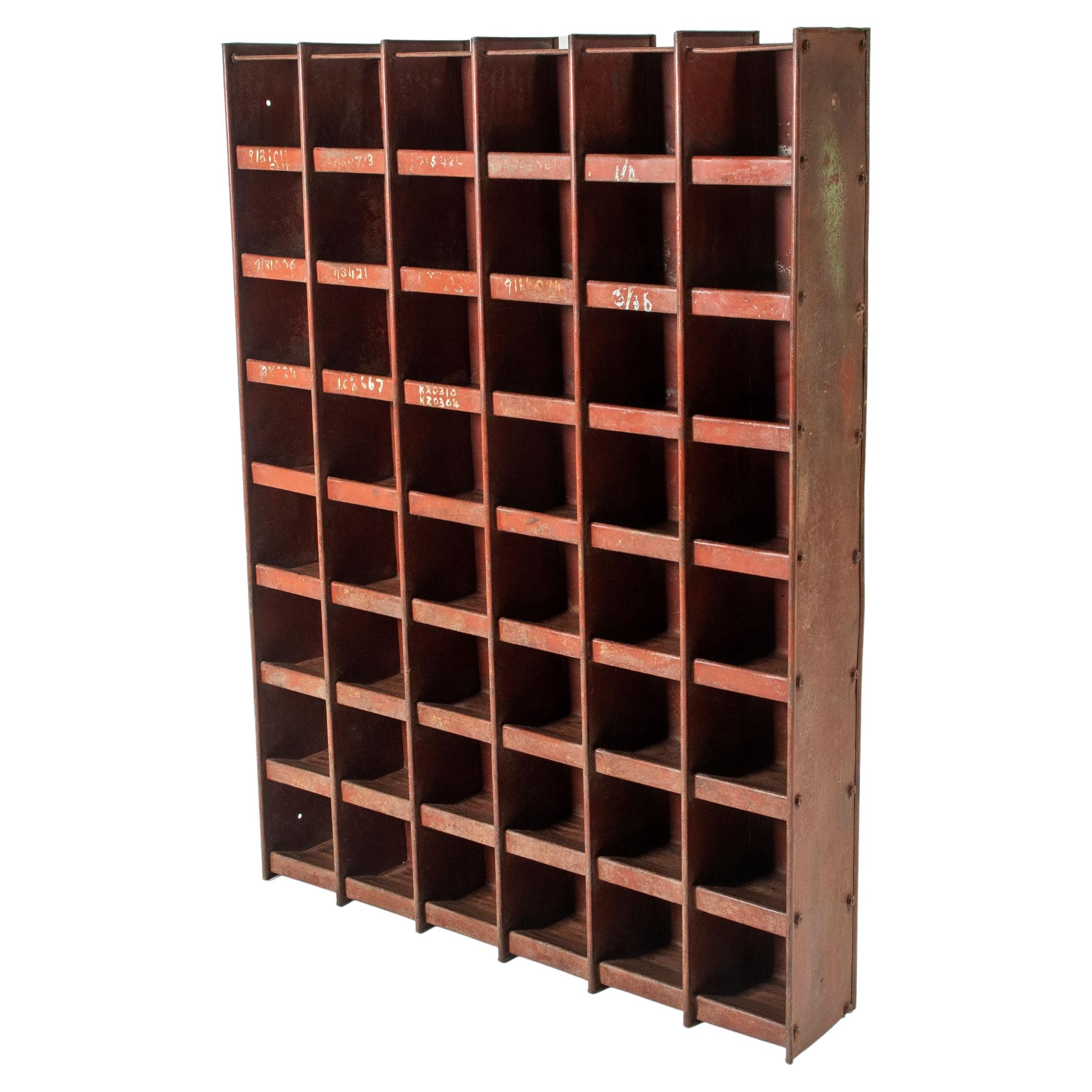 British 1920s Metal Industrial Pigeon Hole Storage Unit CD Storage