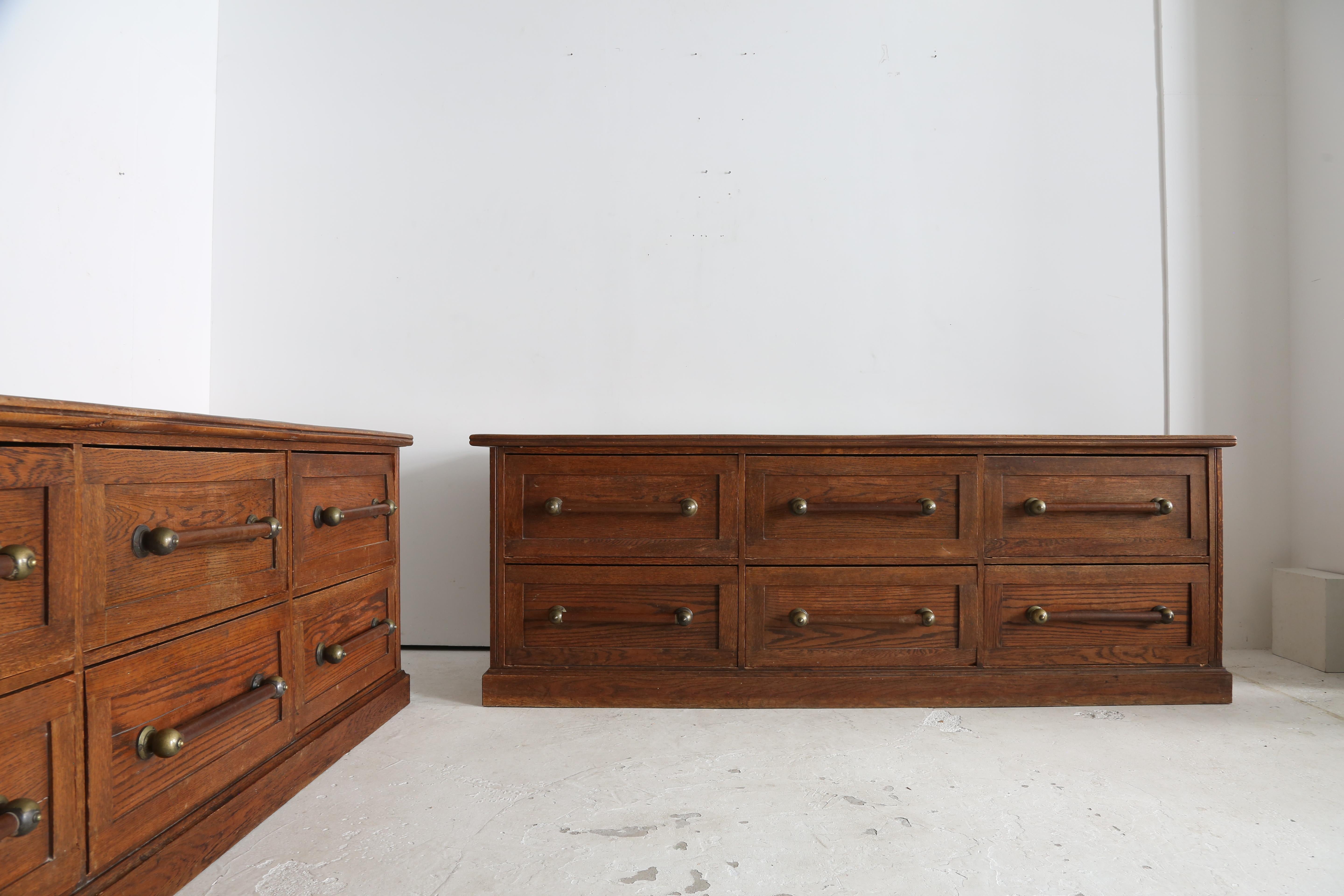 British 1930s Oak and Mahogany Haberdashery Drawer Units.  For Sale 2