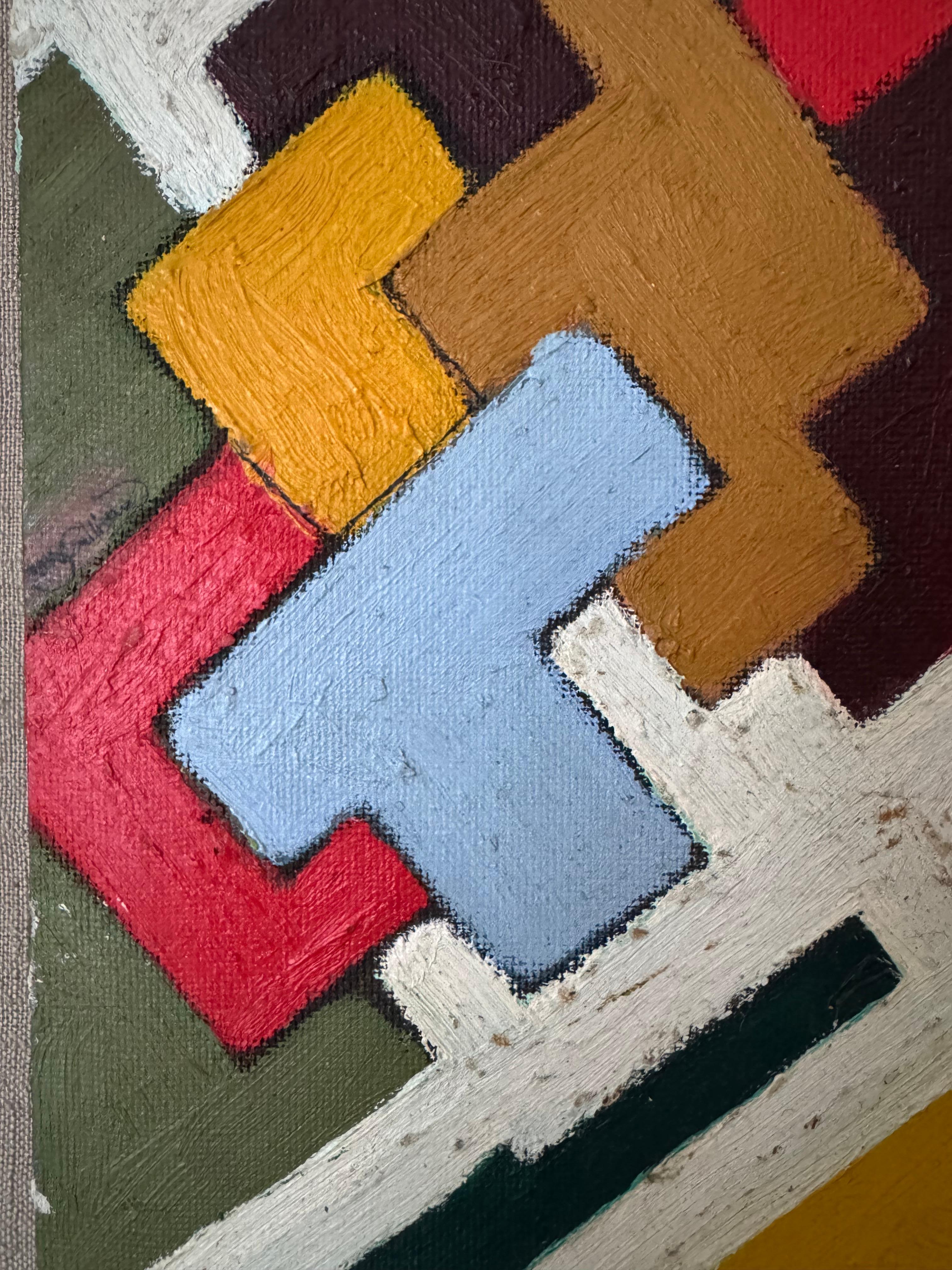 Britische 1970er Jahre  abstrakte geometrische Malerei (Gemalt) im Angebot
