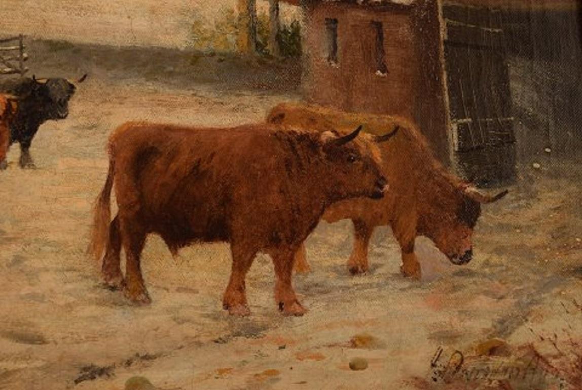 British 19th Century Artist, Oil on Canvas, Scottish Highland Cattle, 1880s In Excellent Condition In Copenhagen, DK