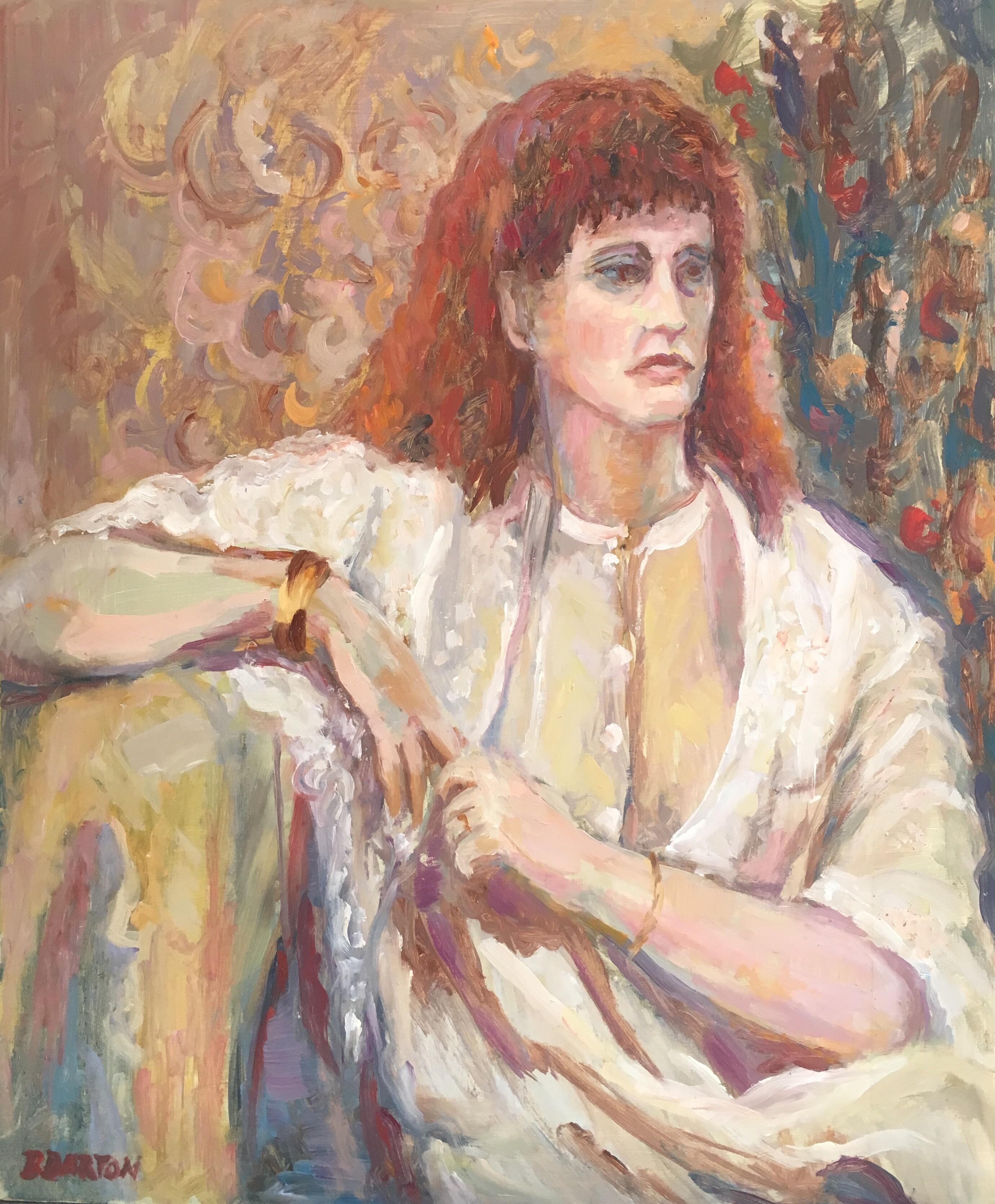 The Lady with the Red Hair 20th Century British Impressionist Portrait