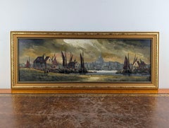 British 20th Century Oil Painting of St Paul’s Cathedral from the Thames, Signed