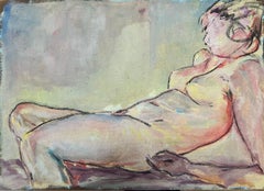 Nude Lady Reclining Model Sketchy 20th century Beige Earthy Tones oil painting