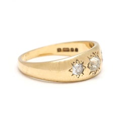 British .50ctw Diamond Three Stone Band Ring, 18k Yellow Gold, Ring Size 5.25