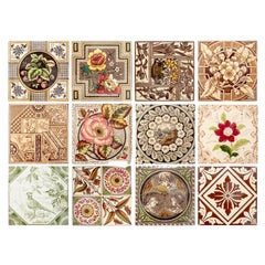 British Aesthetic Ceramic Tiles, Set von zwölf Kacheln