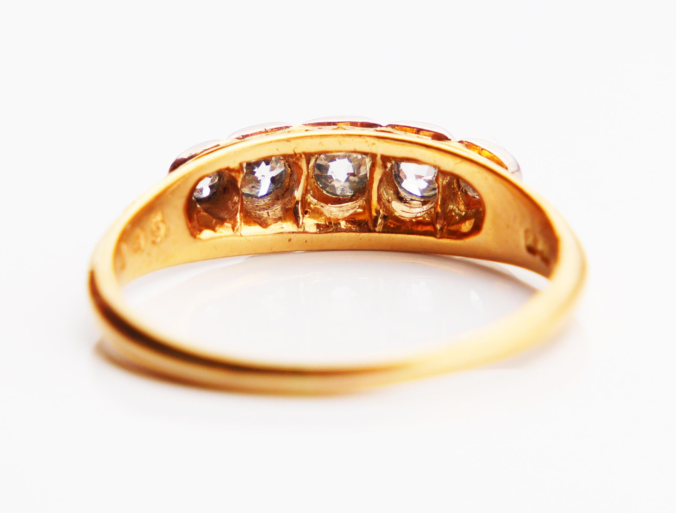 British Alliance Ring 0.45 ctw Diamonds solid 18K Gold Platinum ØUS7.75 / 3.5gr For Sale 5