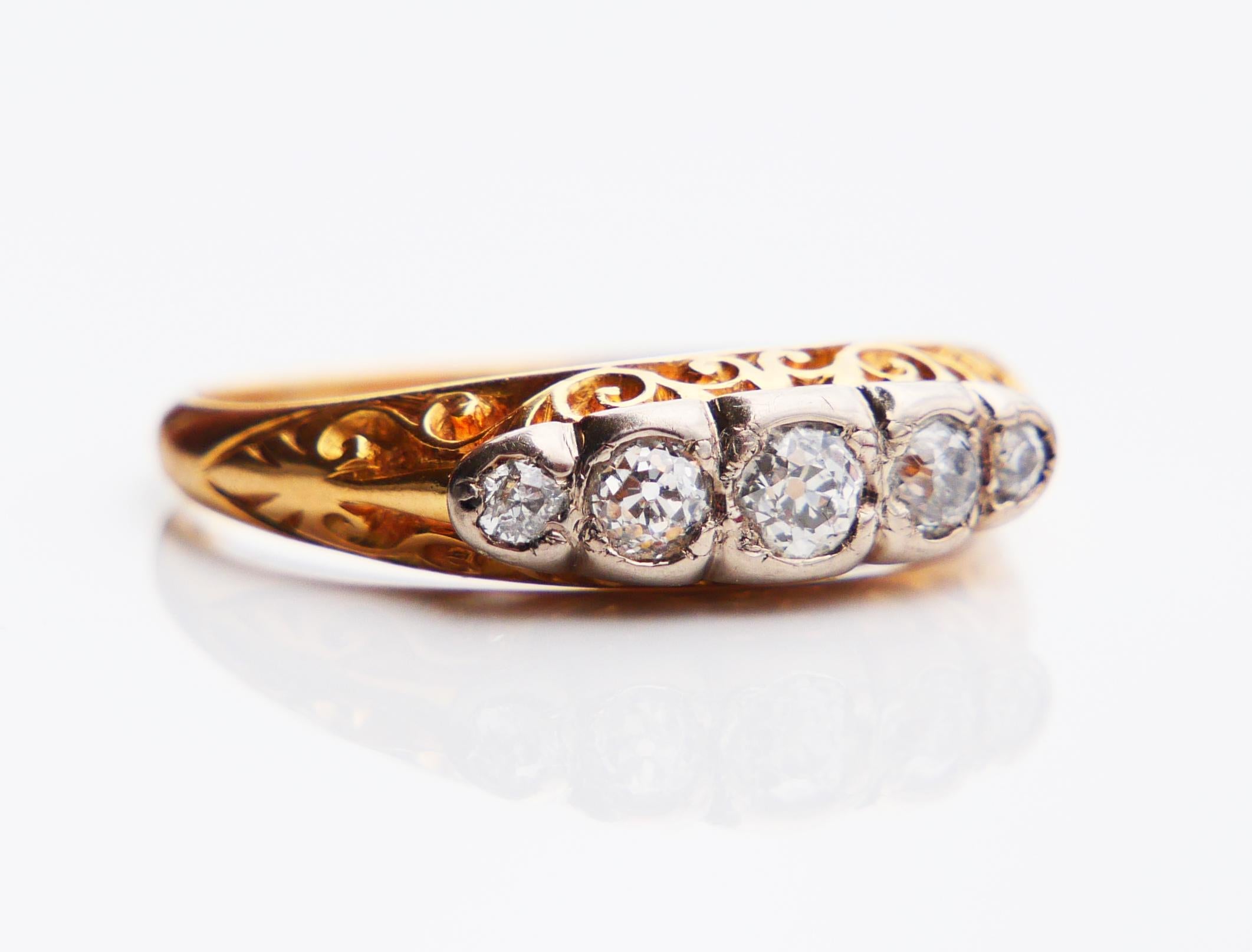 British Alliance Ring 0.45 ctw Diamanten massiv 18K Gold Platin ØUS7.75 / 3.5gr im Angebot 6
