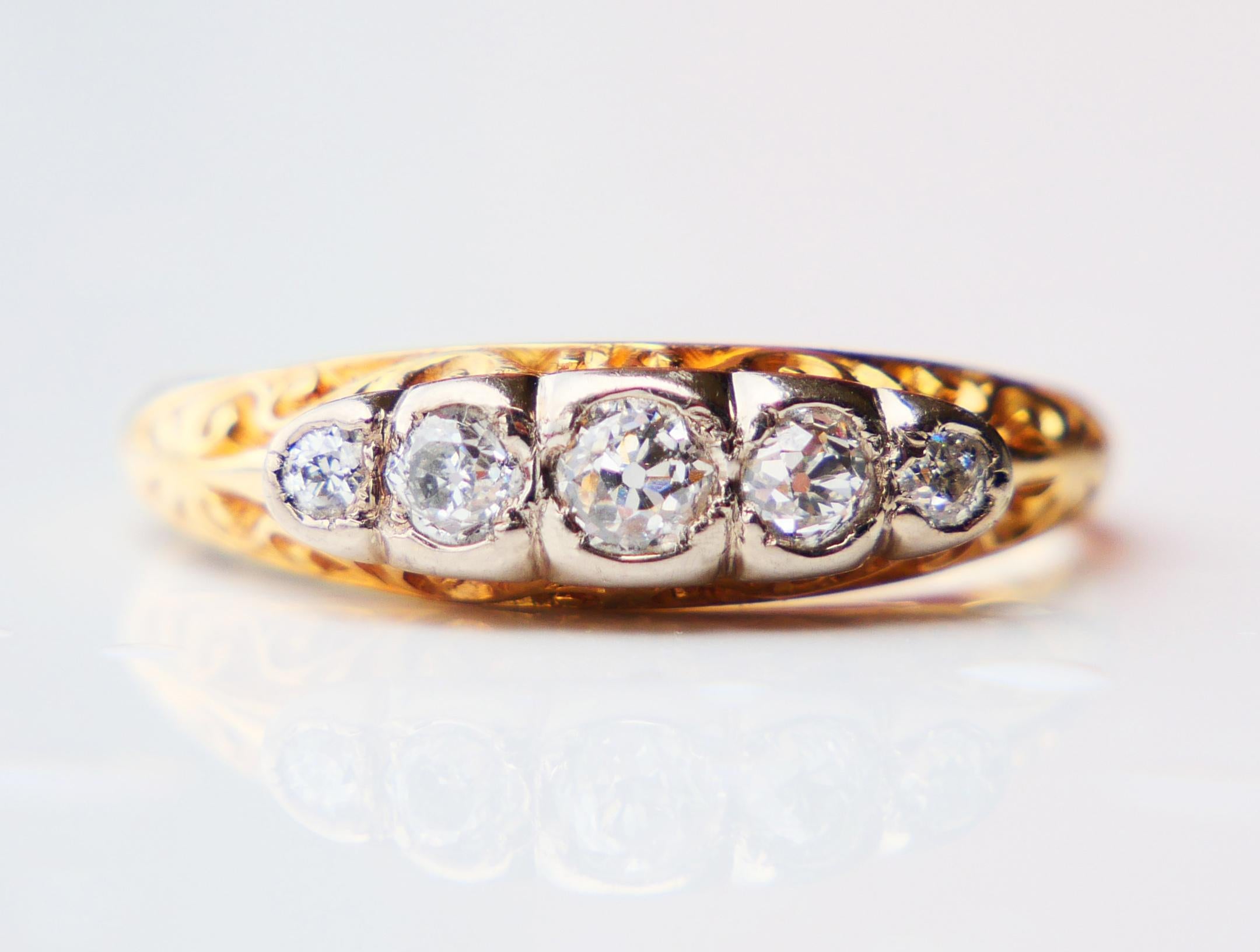 British Alliance Ring 0.45 ctw Diamanten massiv 18K Gold Platin ØUS7.75 / 3.5gr im Angebot 7