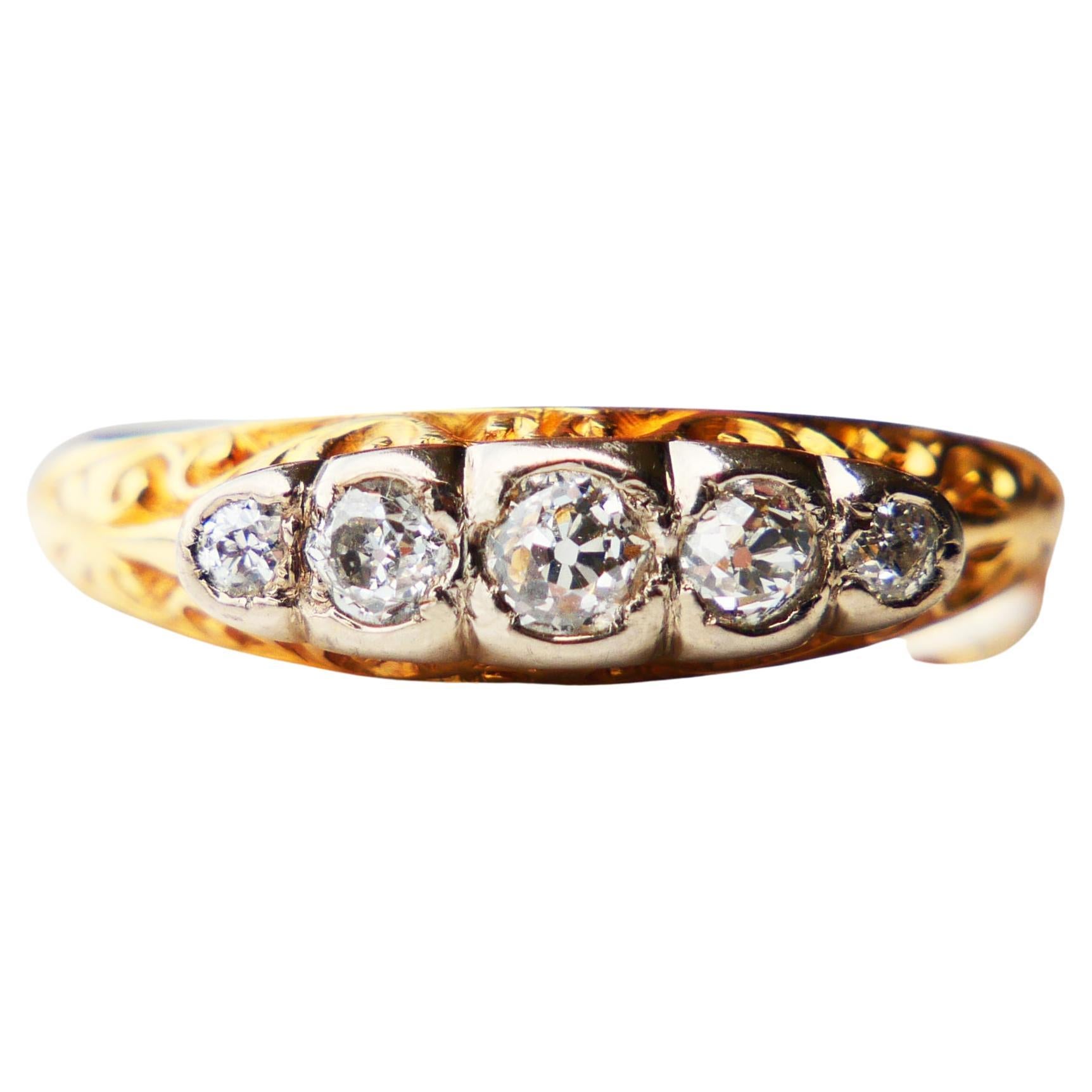 British Alliance Ring 0.45 ctw Diamonds solid 18K Gold Platinum ØUS7.75 / 3.5gr For Sale