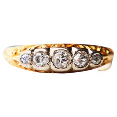 Vintage British Alliance Ring 0.45 ctw Diamonds solid 18K Gold Platinum ØUS7.75 / 3.5gr