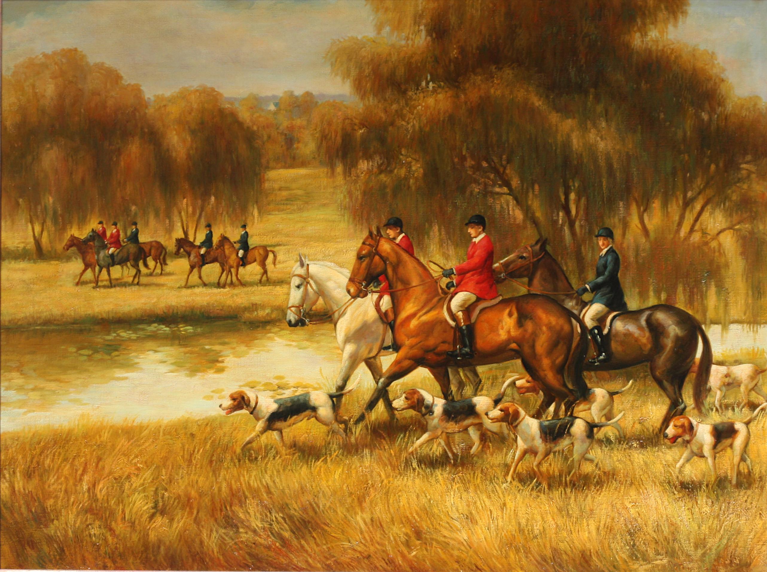 20th Century British/American School Hunt Scene, The Start  appears unsigned For Sale