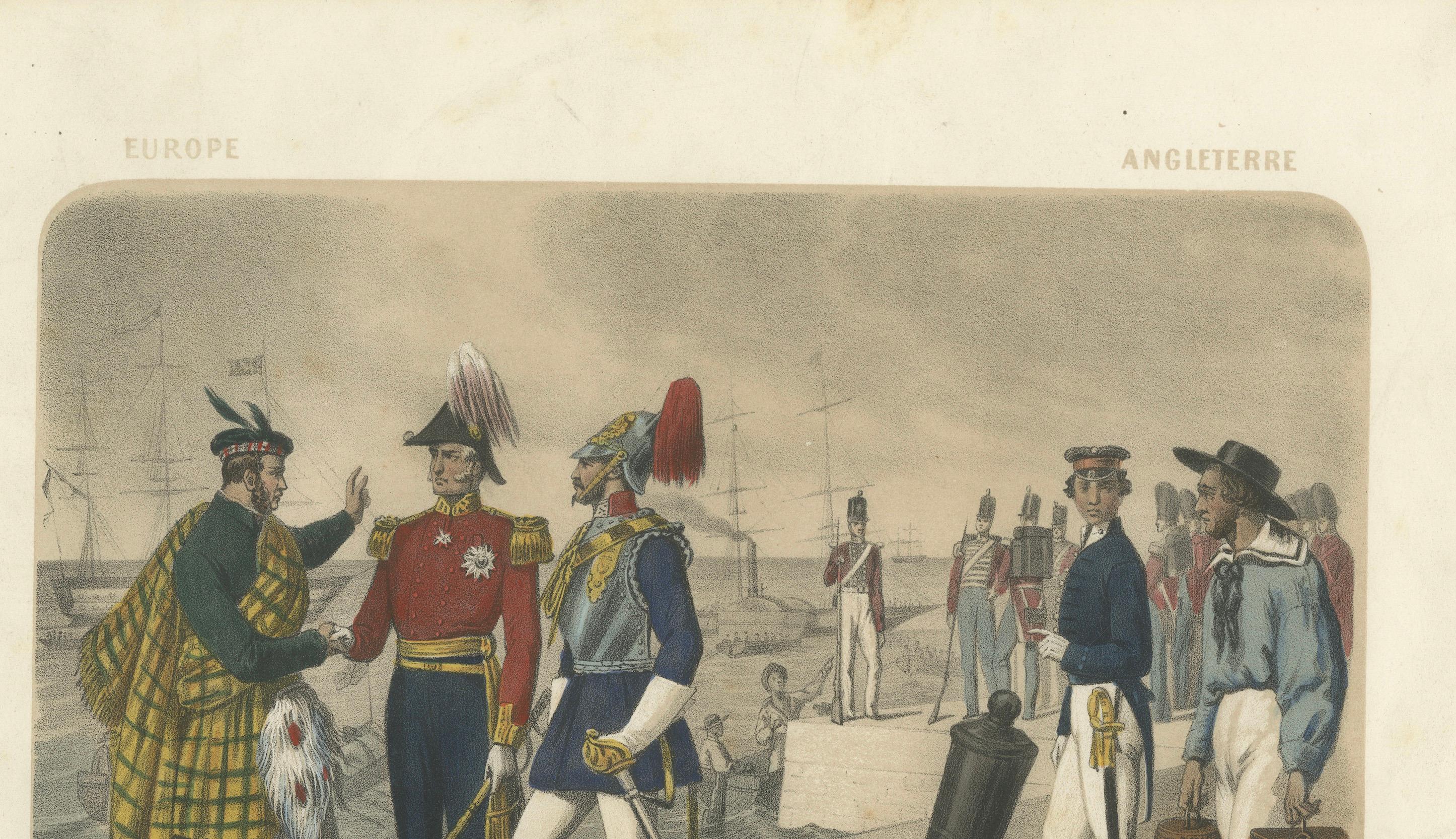 British and Scottish Costumes – Officers, Guards, and Sailors, c.1845