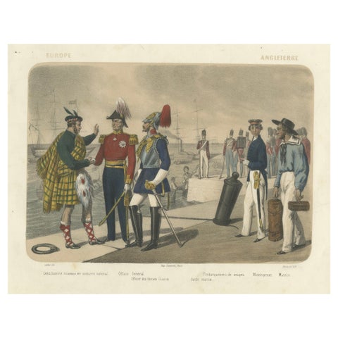 British and Scottish Costumes, Officers, Guards, and Sailors, c.1845