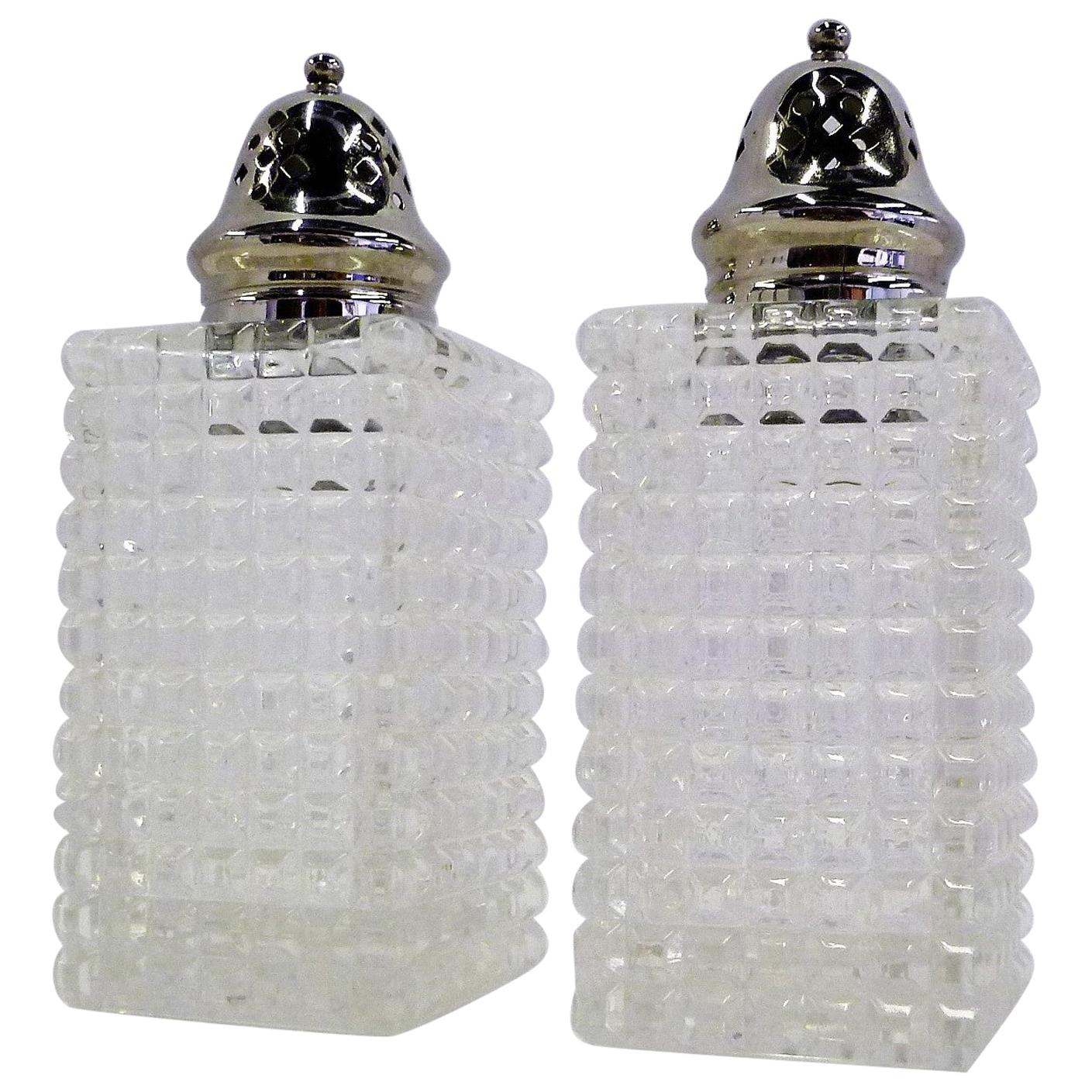 Antiguo azucarero y mufinera de cristal tallado brillante británico, Inglaterra, 1900 en venta