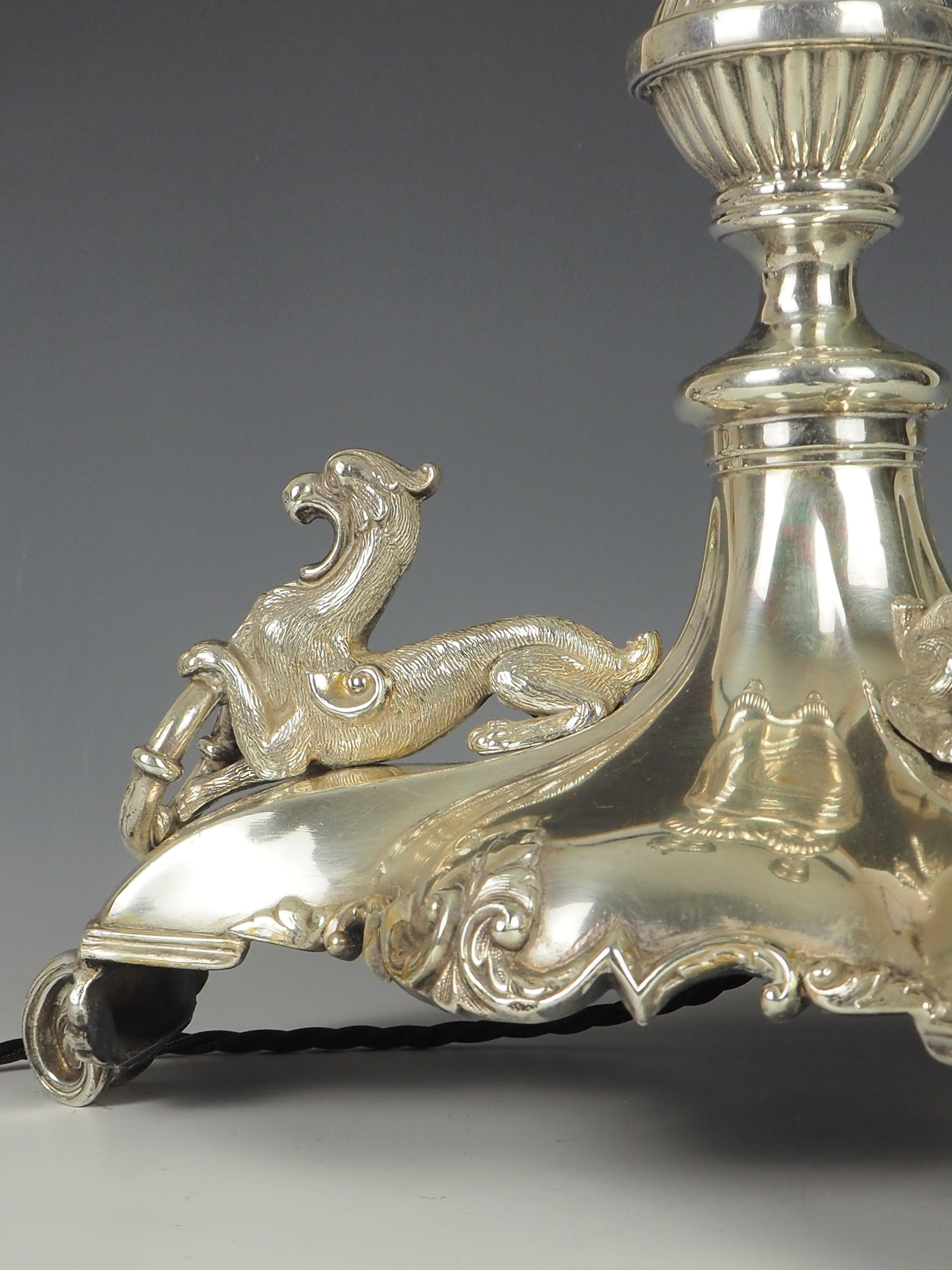British Antique James Deakin & Sons Silver Plate Table Lamp 7