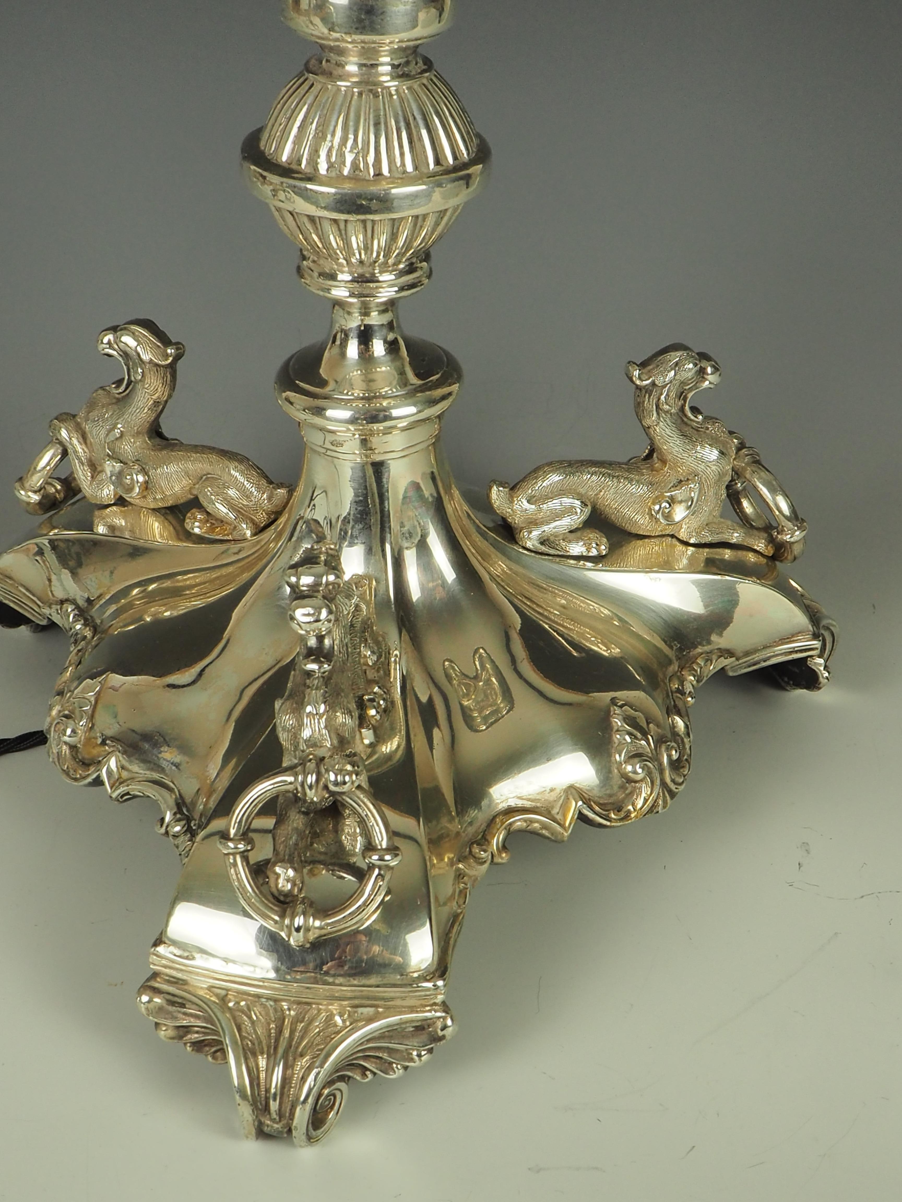 British Antique James Deakin & Sons Silver Plate Table Lamp 8