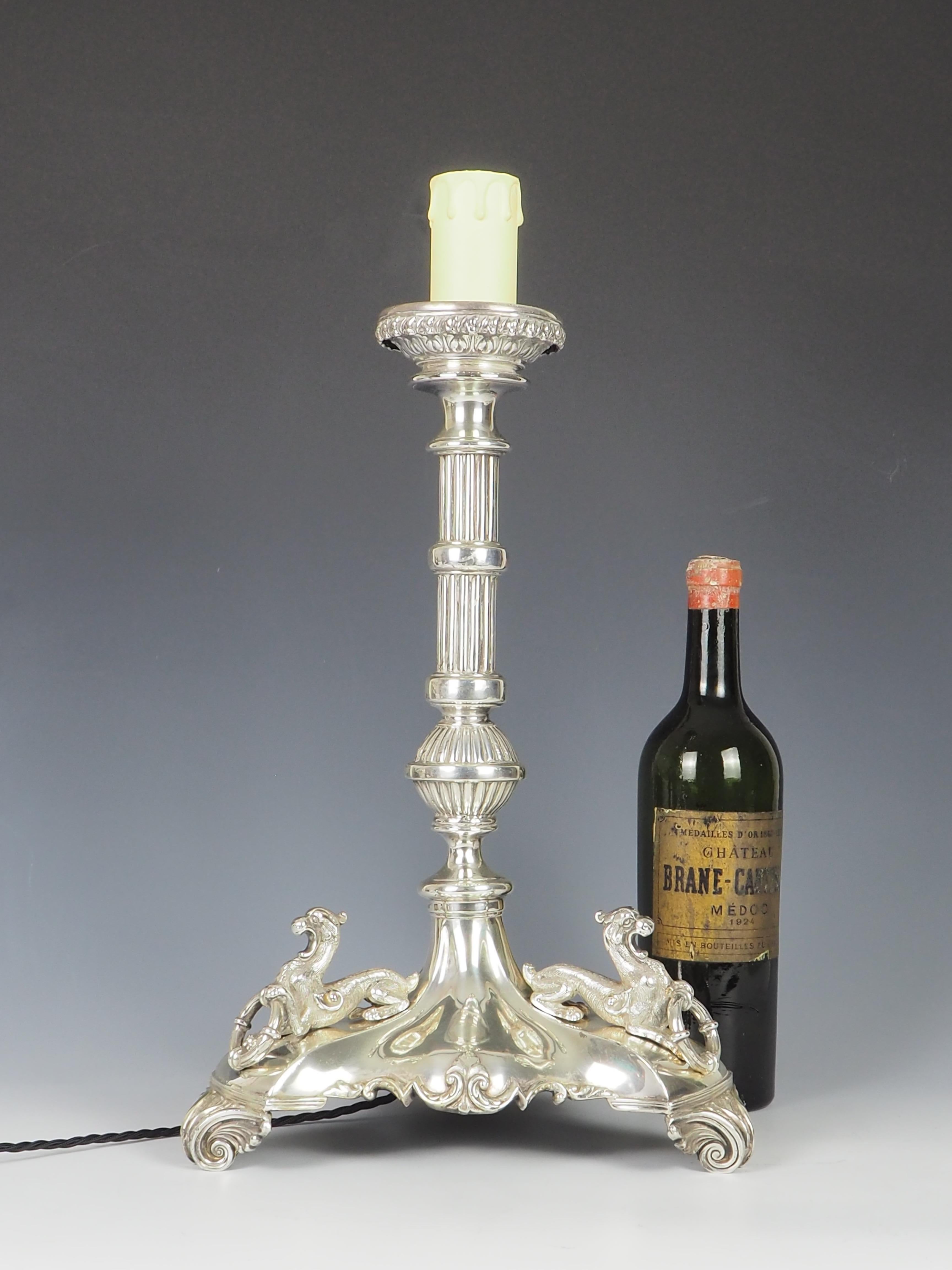British Antique James Deakin & Sons Silver Plate Table Lamp In Good Condition In Lincoln, GB