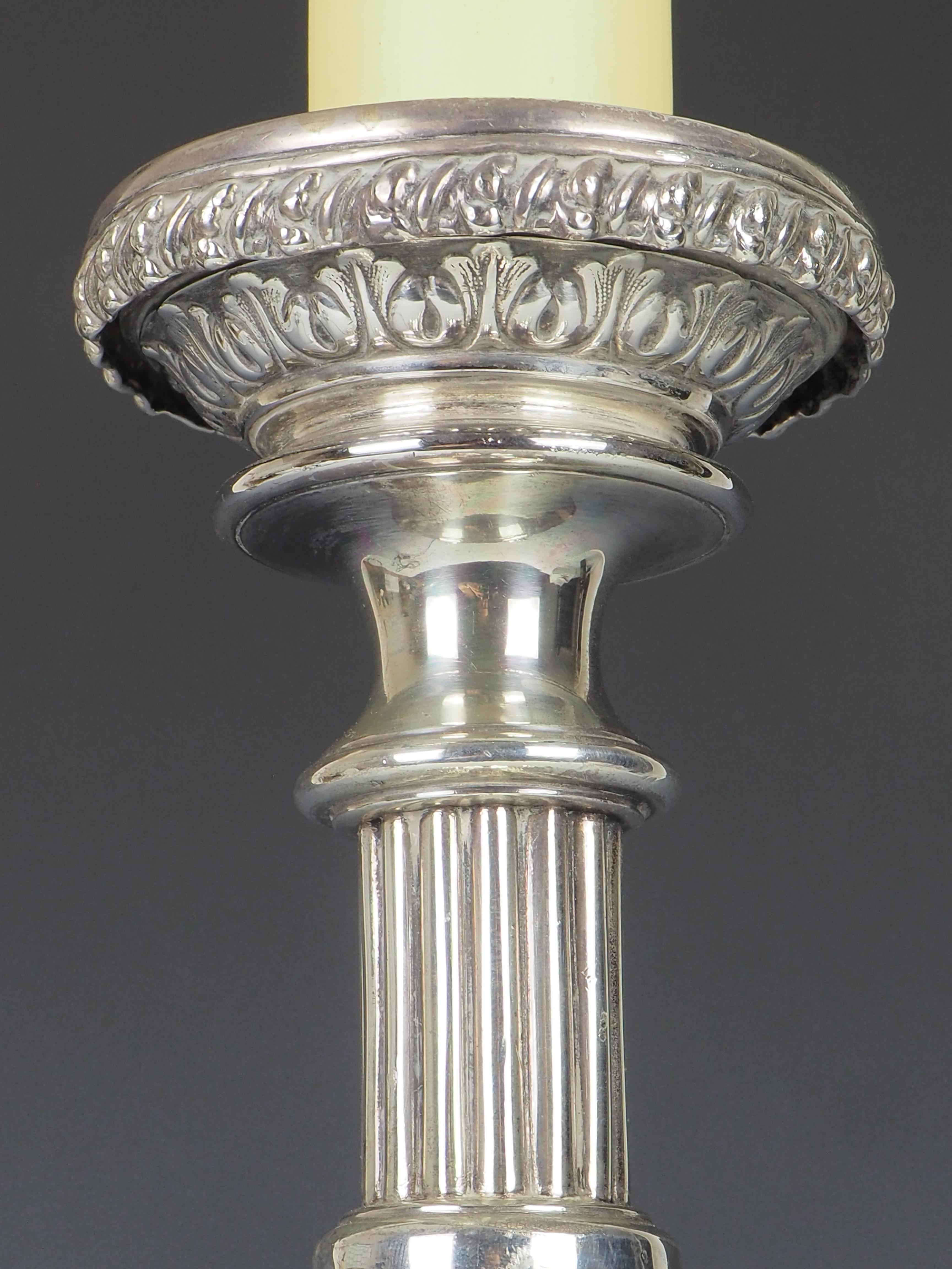 British Antique James Deakin & Sons Silver Plate Table Lamp 3