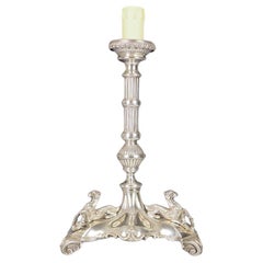 British Antique James Deakin & Sons Silver Plate Table Lamp