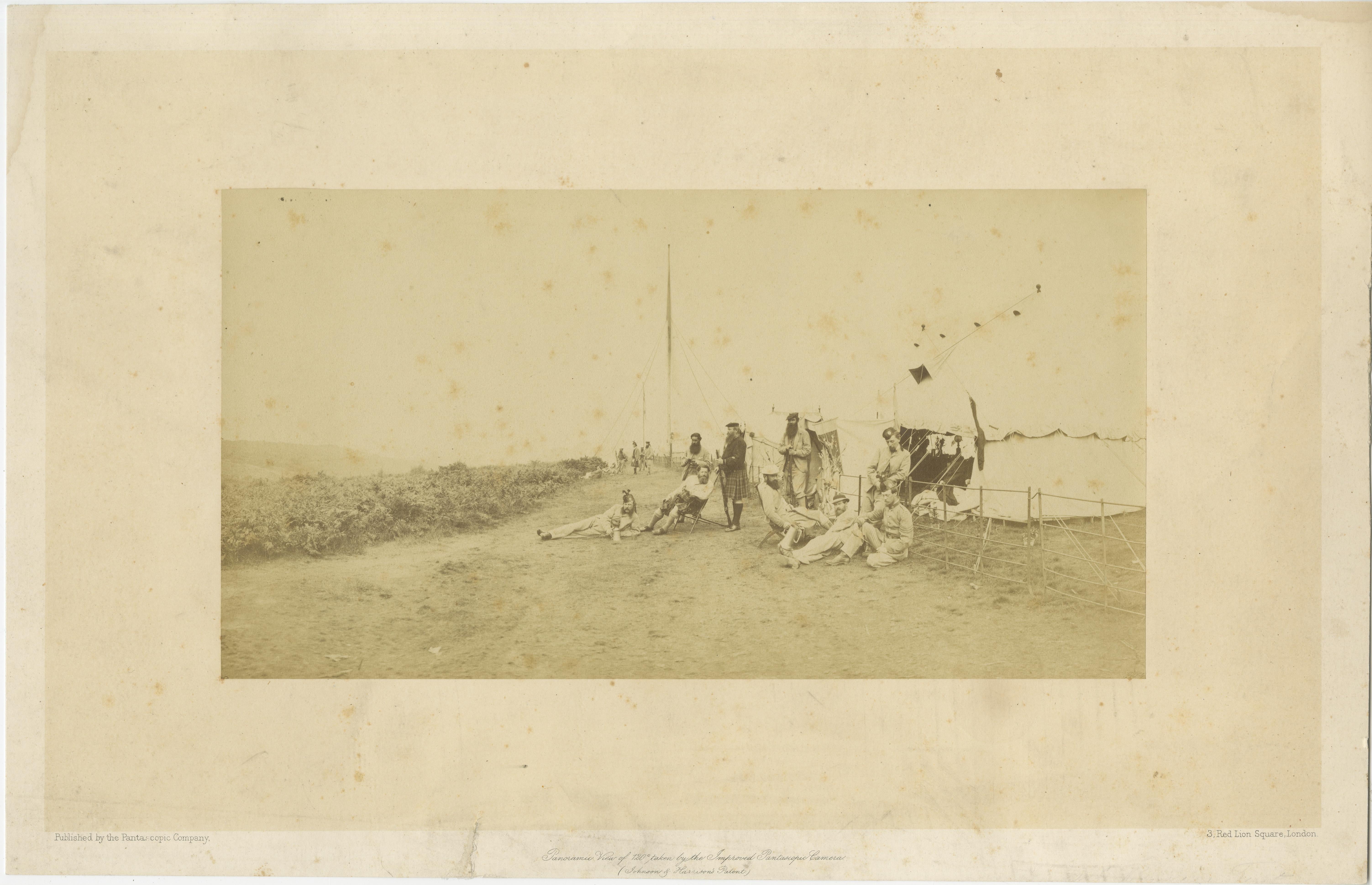 English British Army Camp Scenes – Highland and Queen’s Regiments, 19th Century Pair For Sale