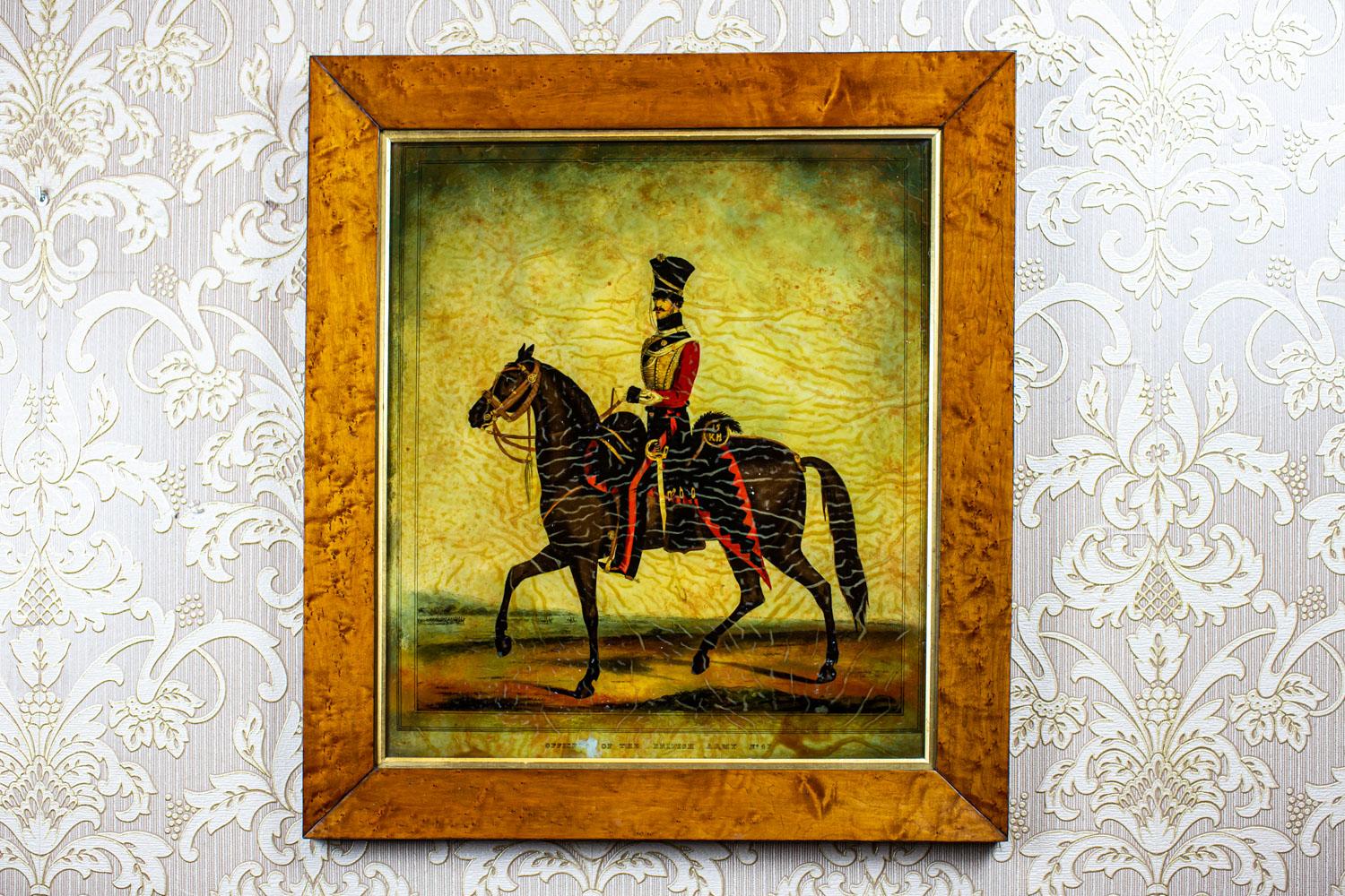 Veneer British Army Officers, Set of Early 20th Century Paintings on Glass For Sale
