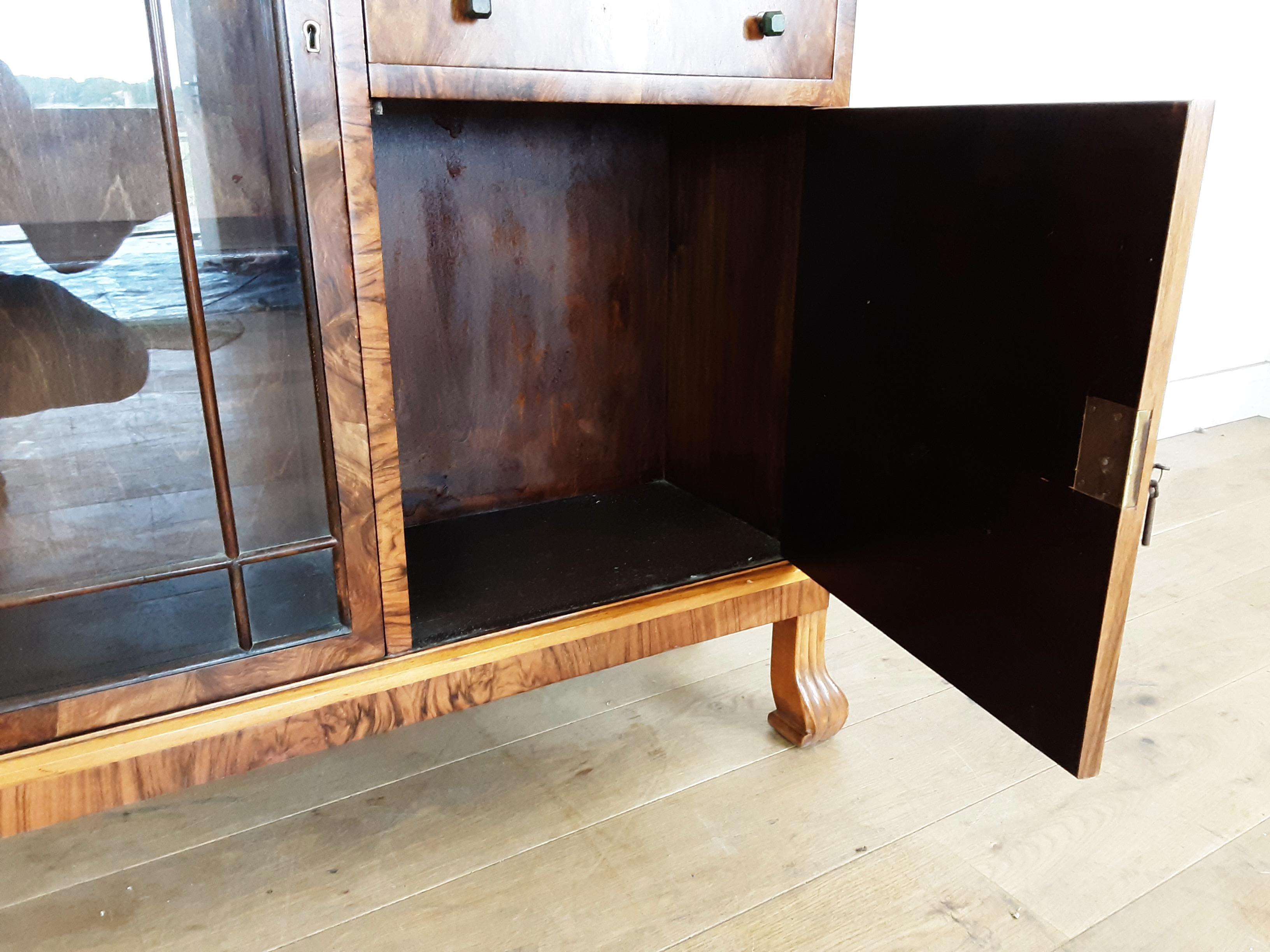 British Art Deco Bureau Display Cabinet Bookcase For Sale 2